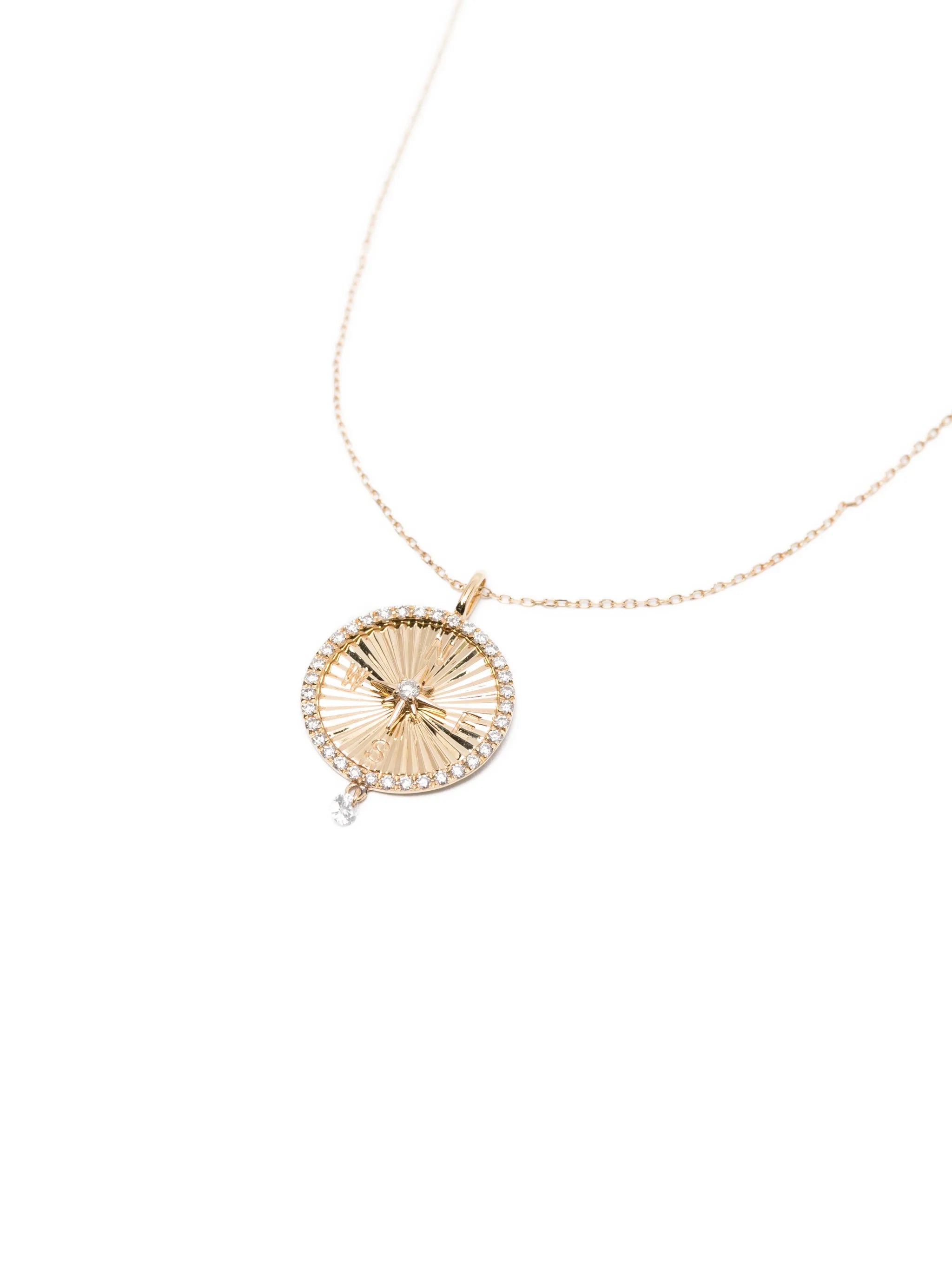 18K Yellow Gold compass diamond necklace