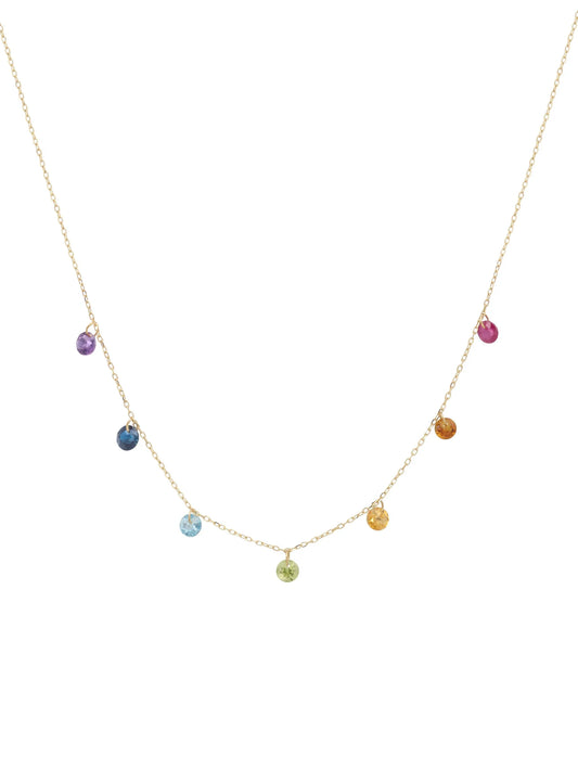 18CT yellow gold precious stones necklace