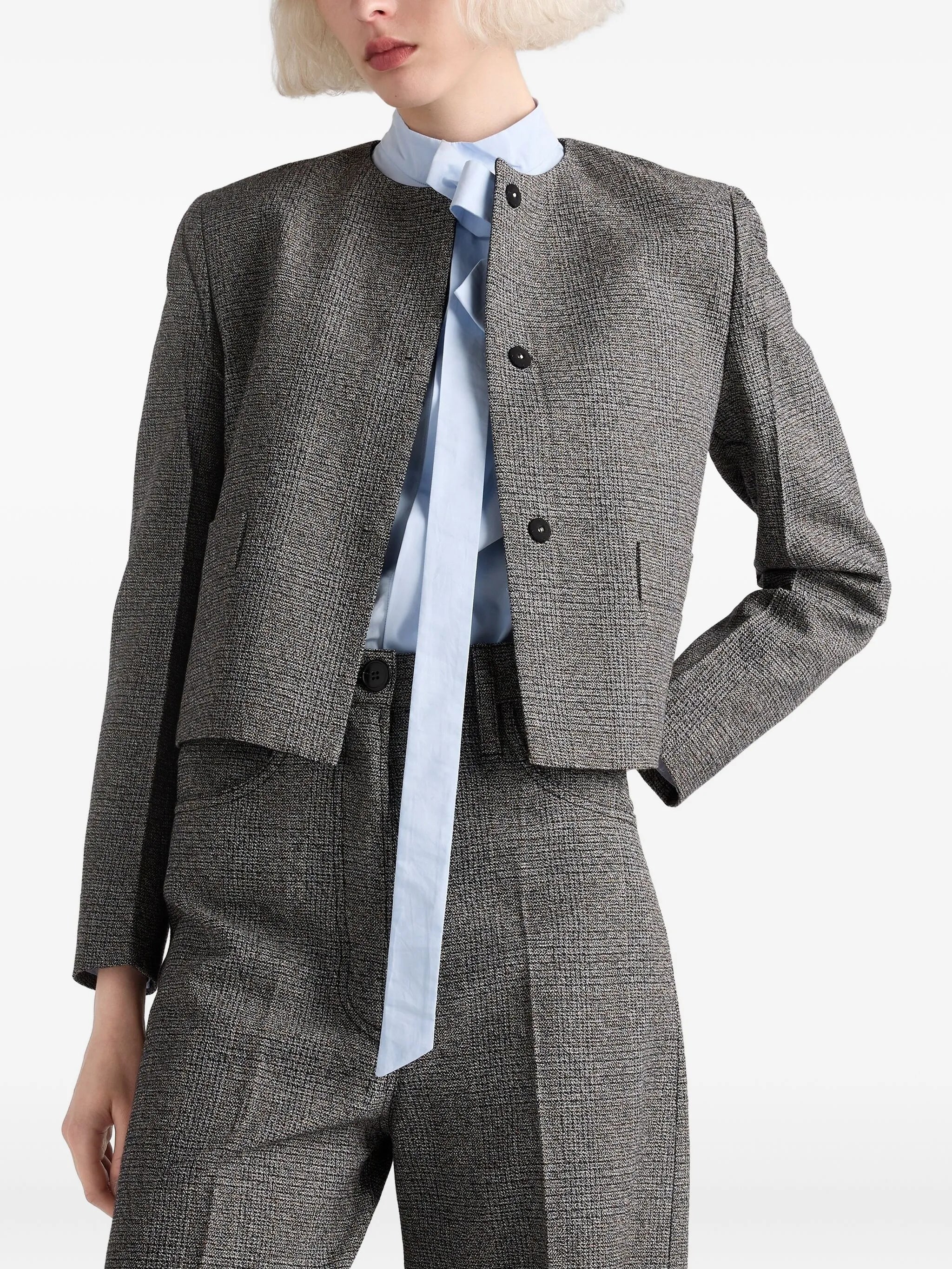 single-breasted Princes of Wales mouliné jacket
