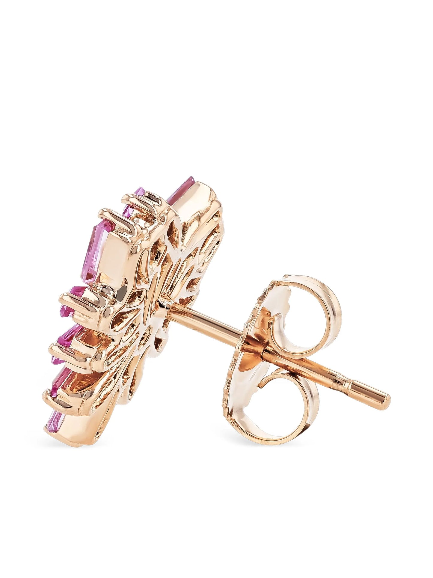 18CT rose gold diamond and pink sapphire earrings