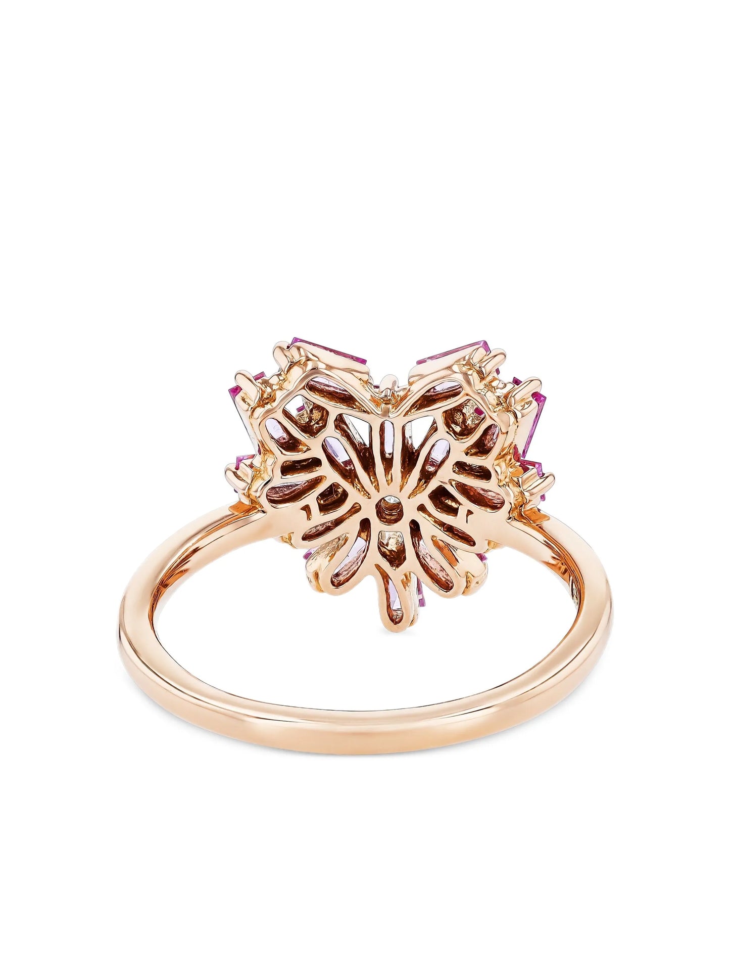 18CT rose gold Heart pink sapphire and diamond ring