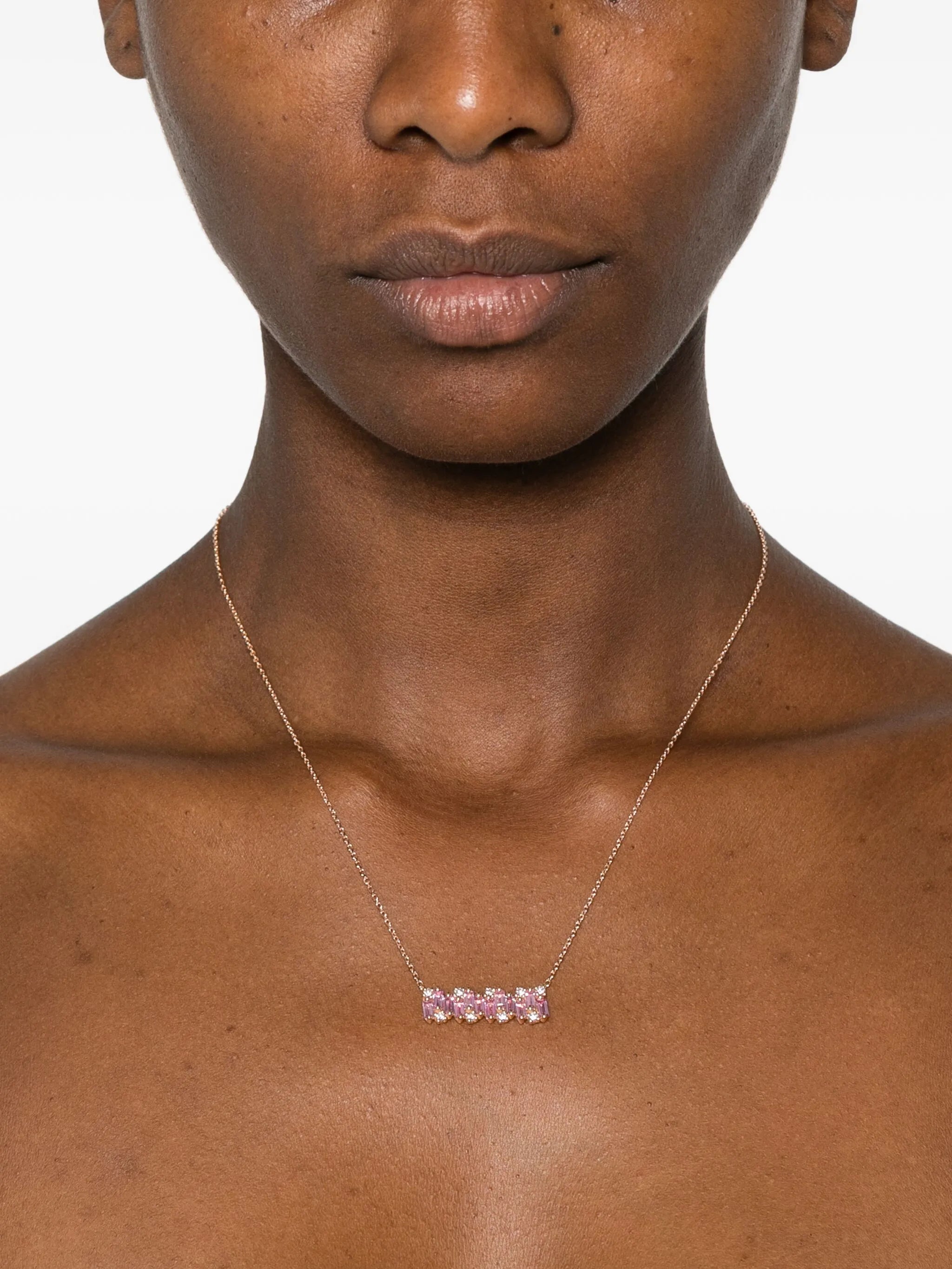 18CT rose gold pink sapphire pendant necklace