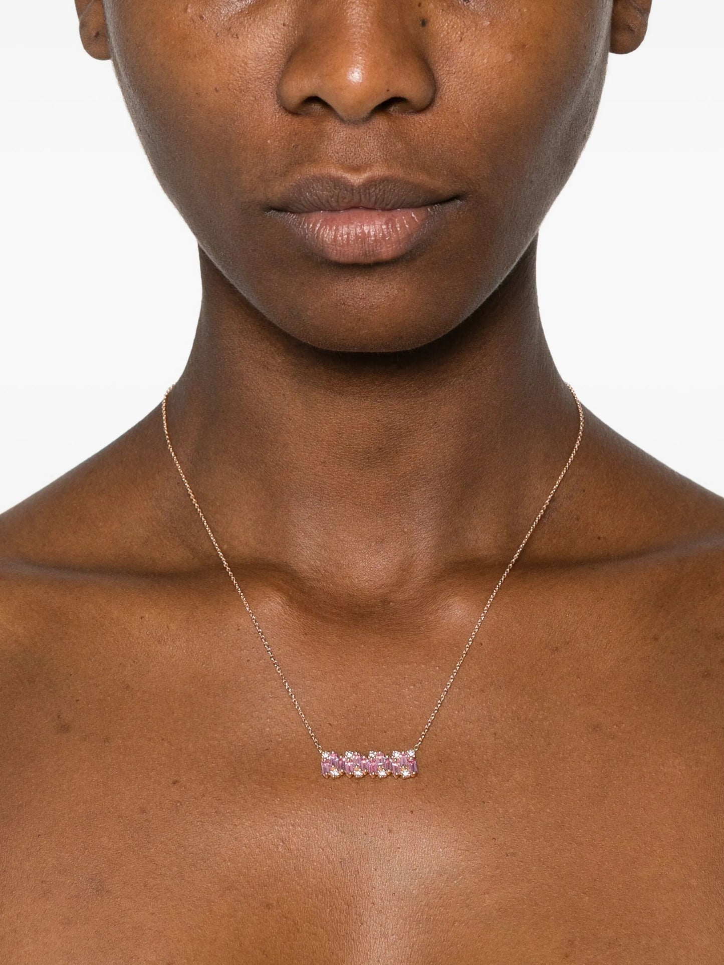 18CT rose gold pink sapphire pendant necklace