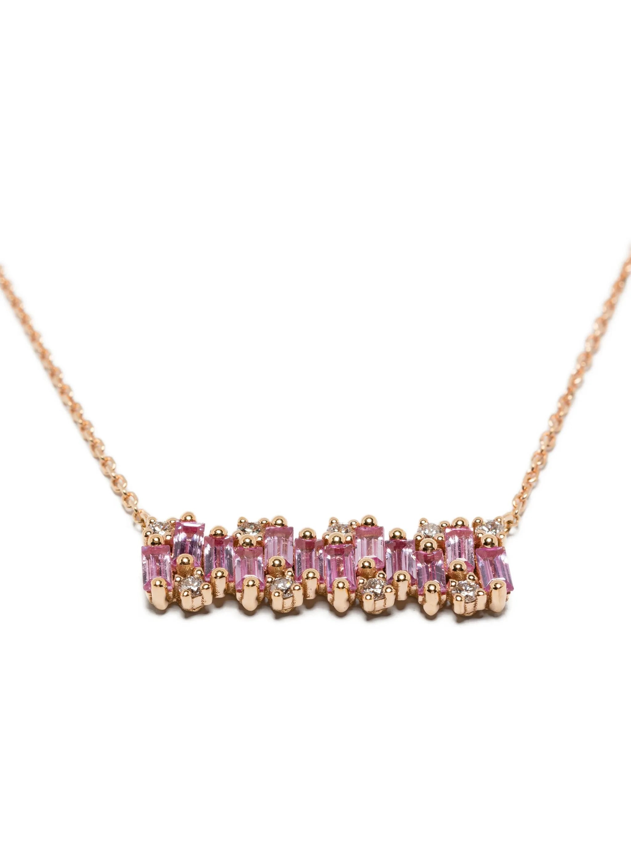18CT rose gold pink sapphire pendant necklace
