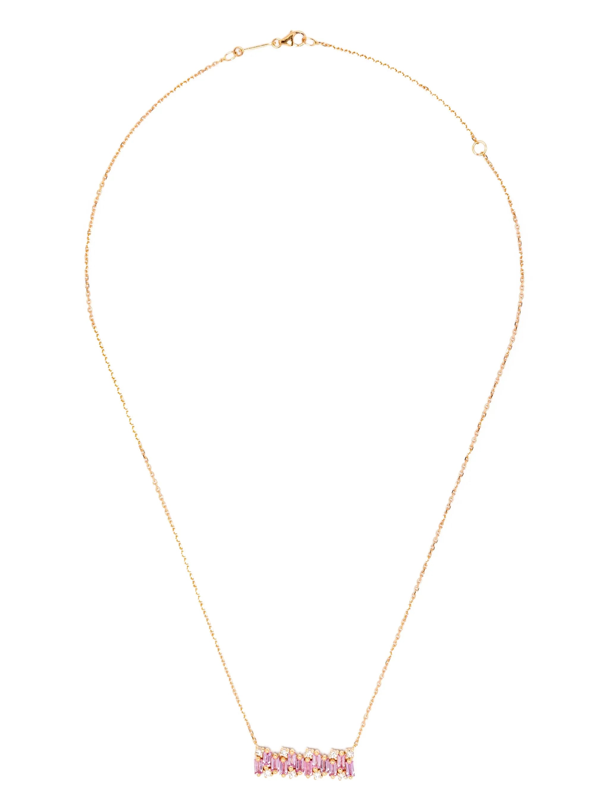 18CT rose gold pink sapphire pendant necklace