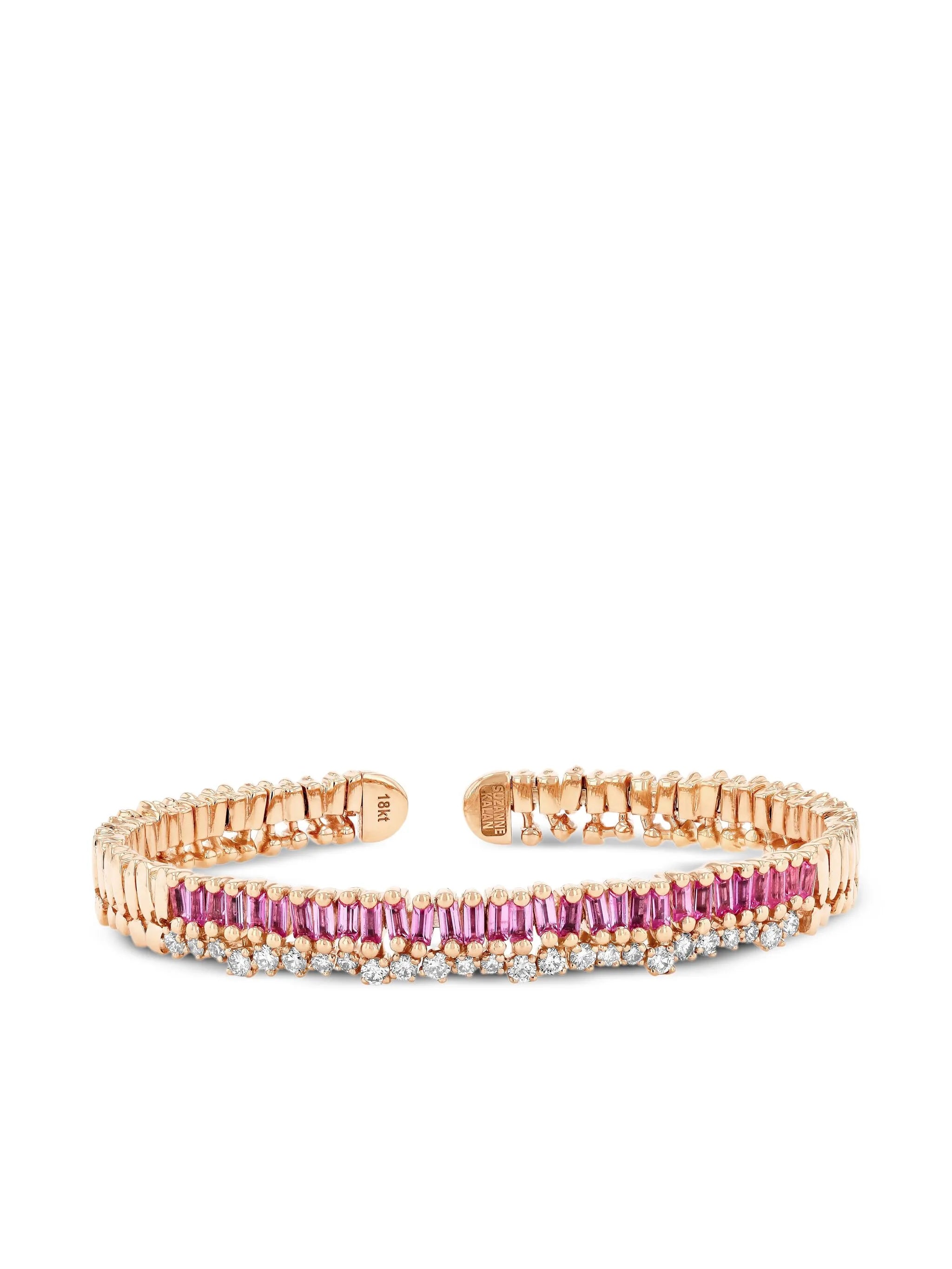 18CT rose gold pink sapphire and diamond bracelet