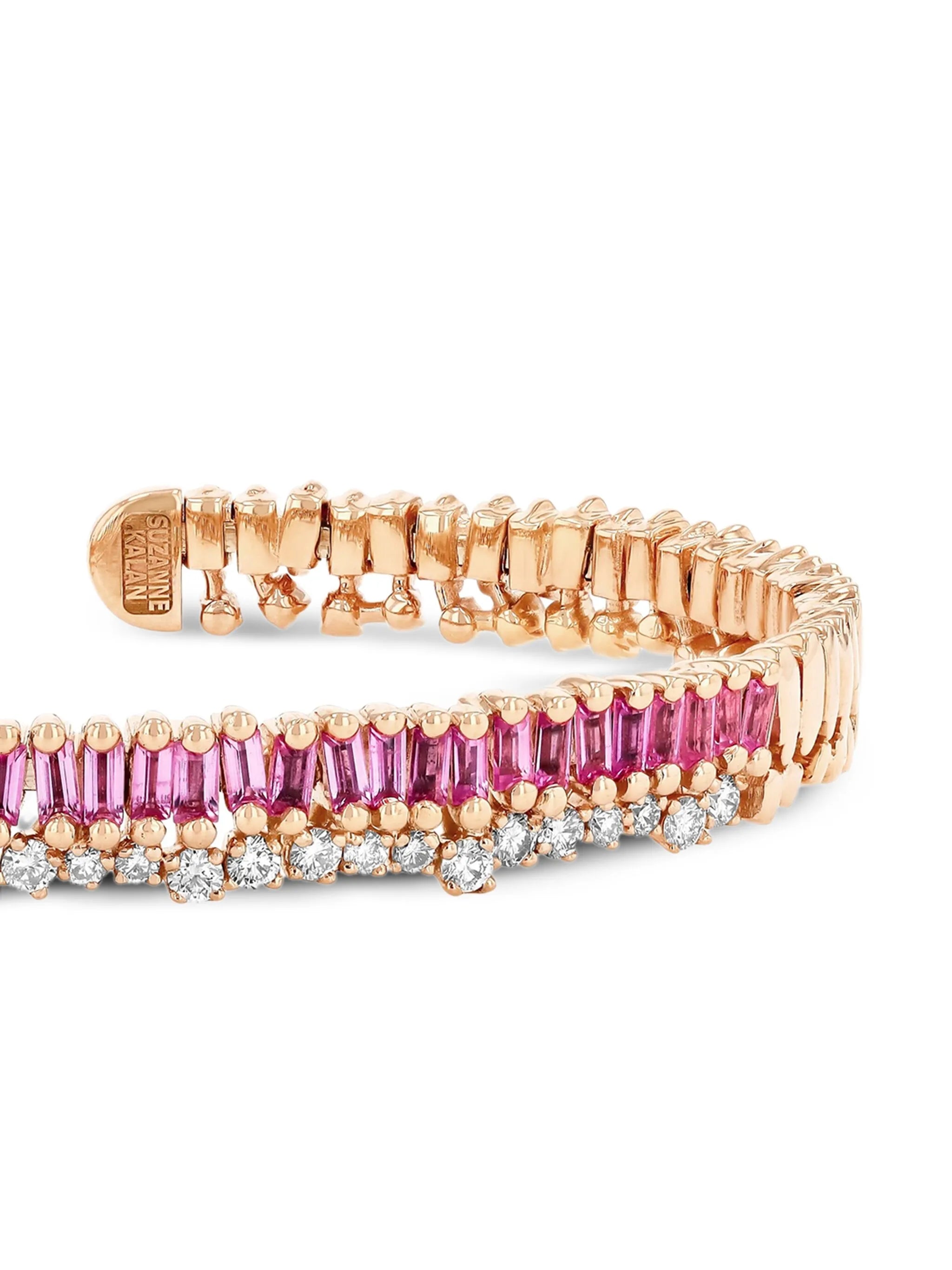 18CT rose gold pink sapphire and diamond bracelet