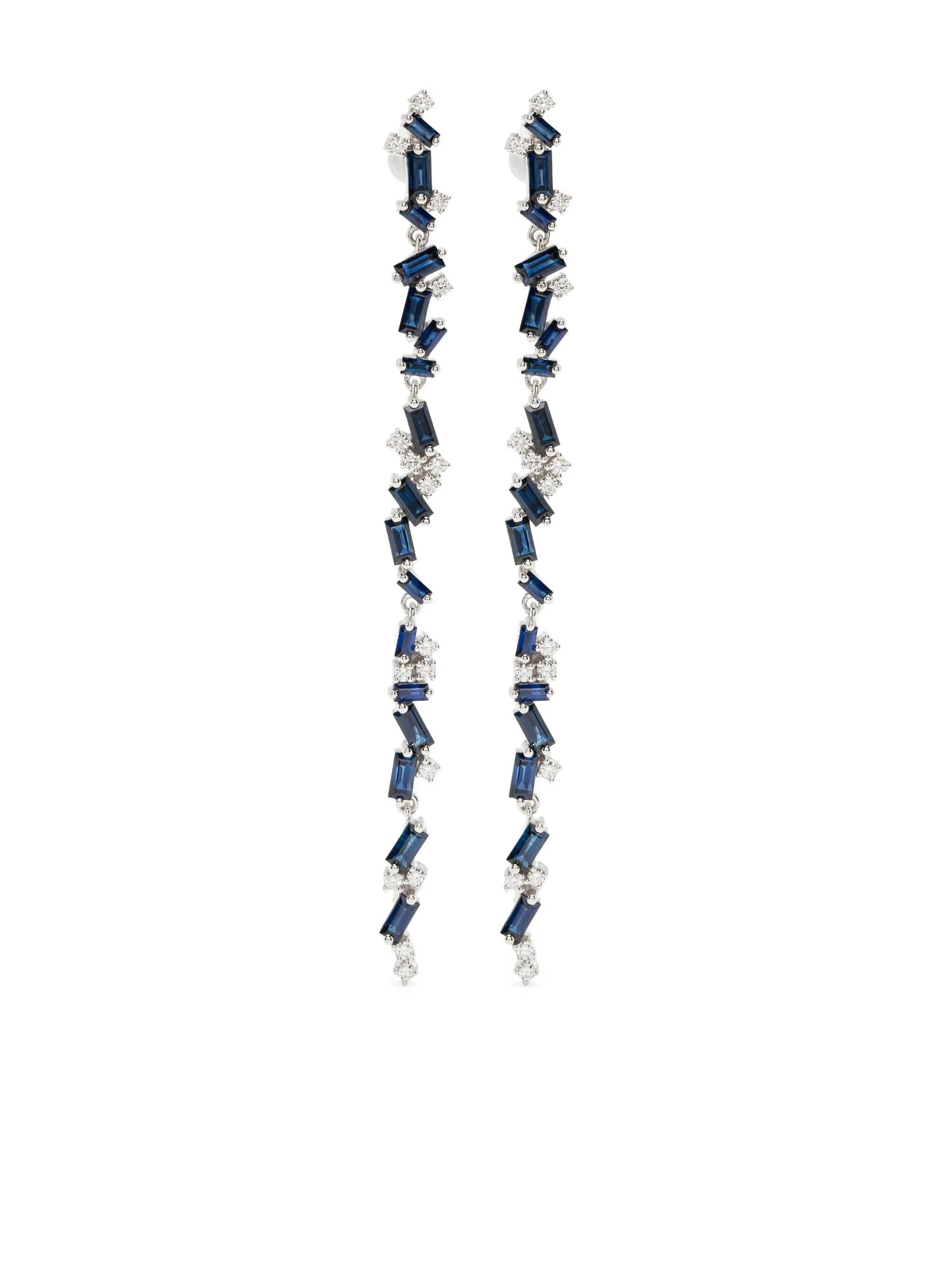 18CT white gold blue sapphire and dangle earrings