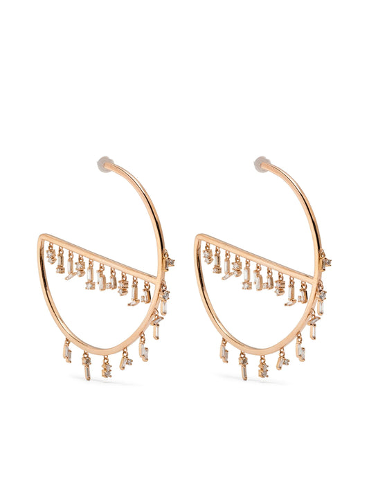 18CT yellow gold diamond hoop earrings