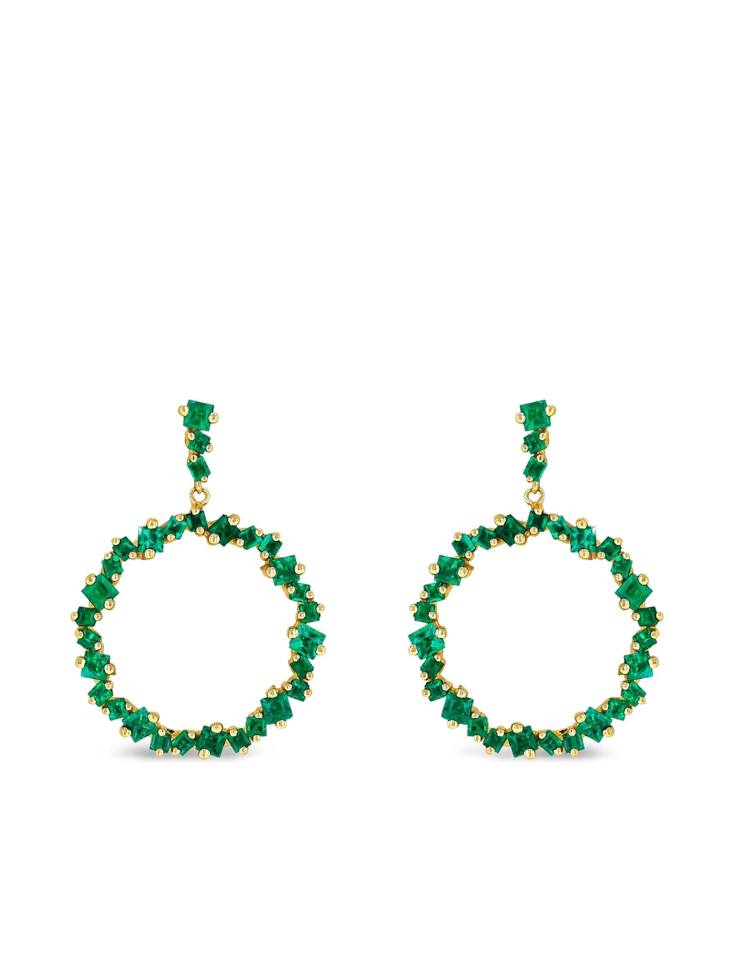 18CT yellow gold emerald Hollow drop earrings