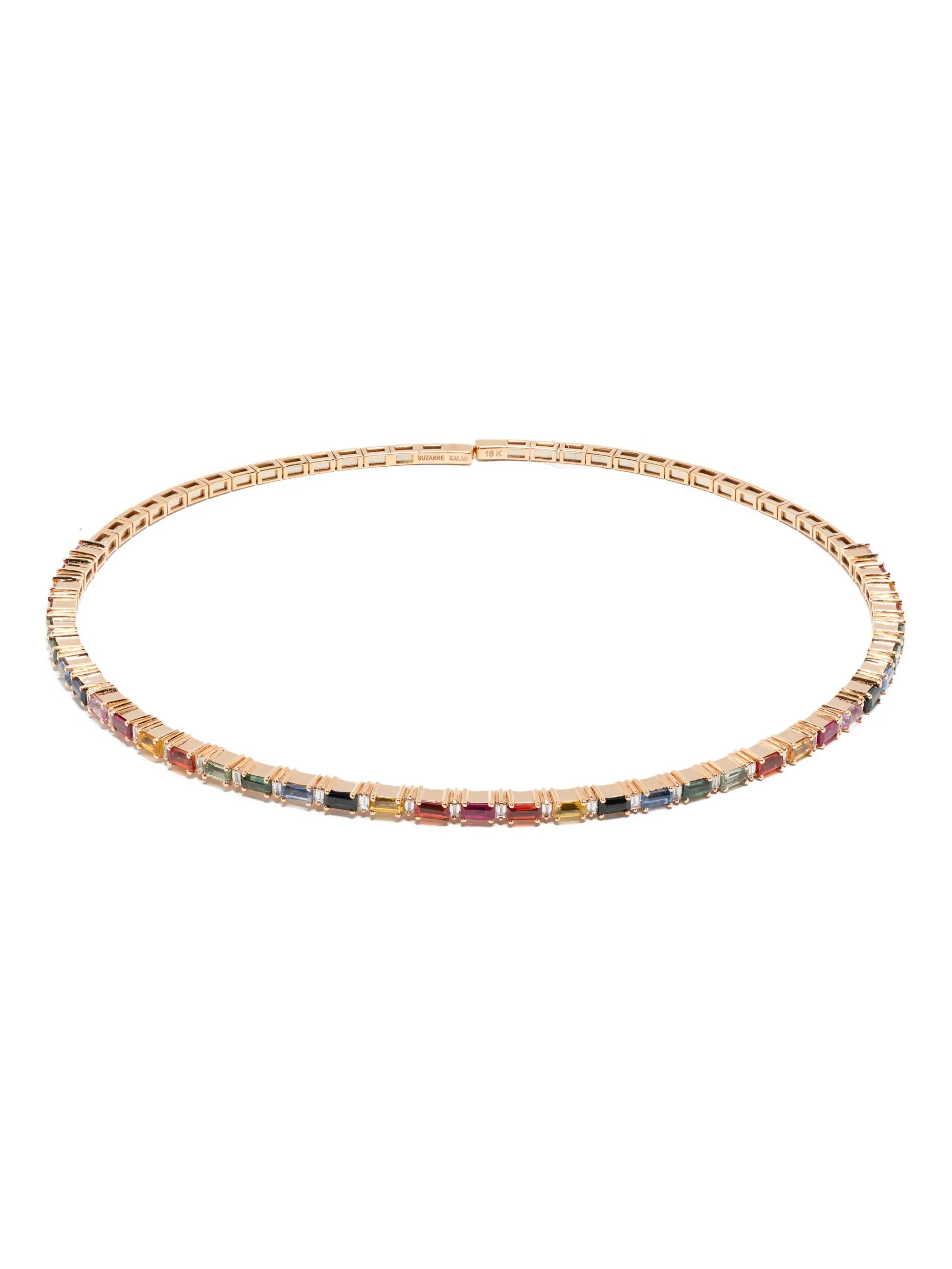 18CT rose gold rainbow sapphire choker
