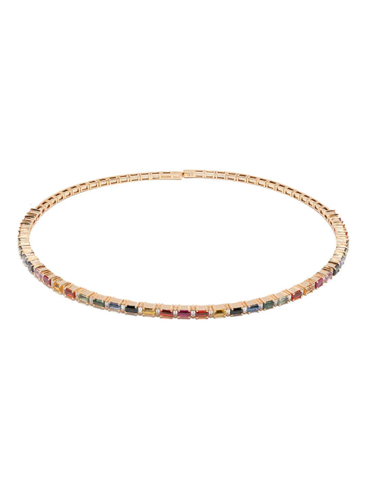 18CT rose gold rainbow sapphire choker