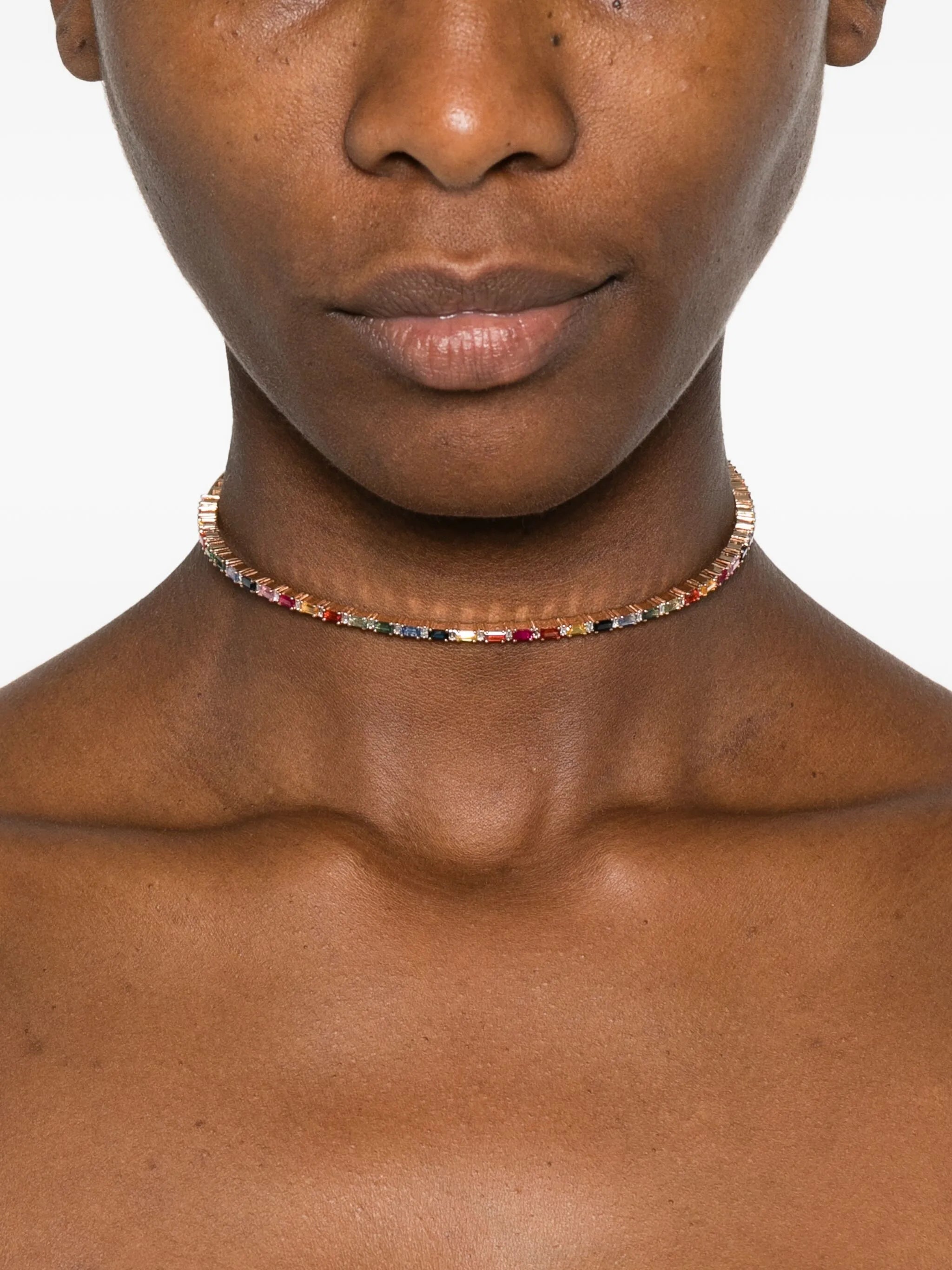18CT yellow gold rainbow sapphire choker