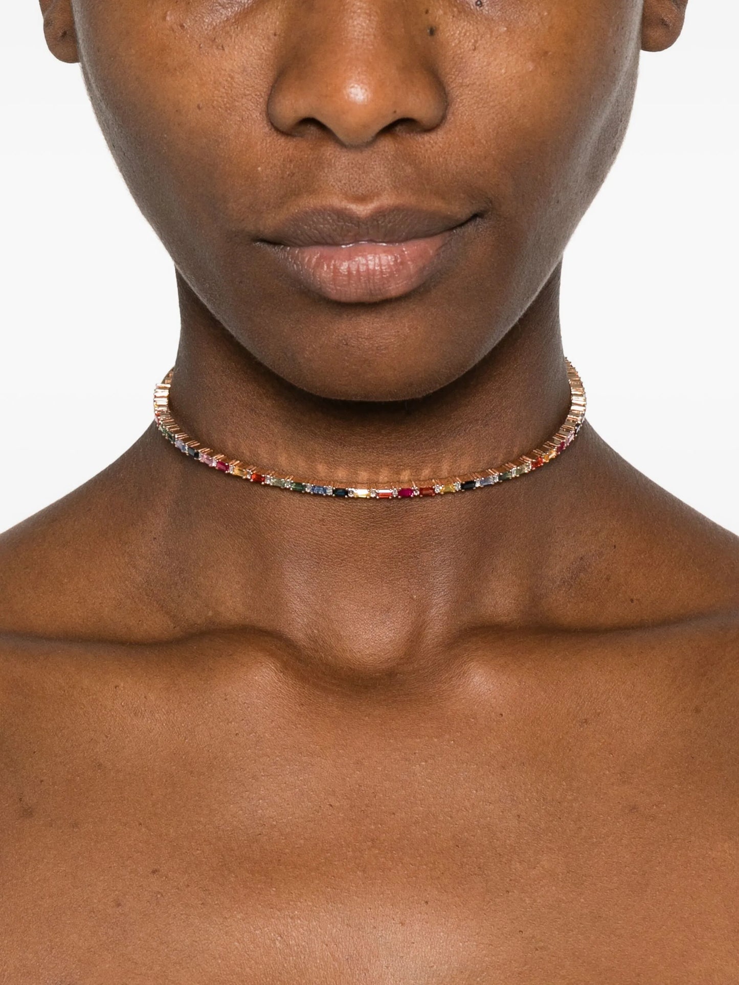 18CT yellow gold rainbow sapphire choker