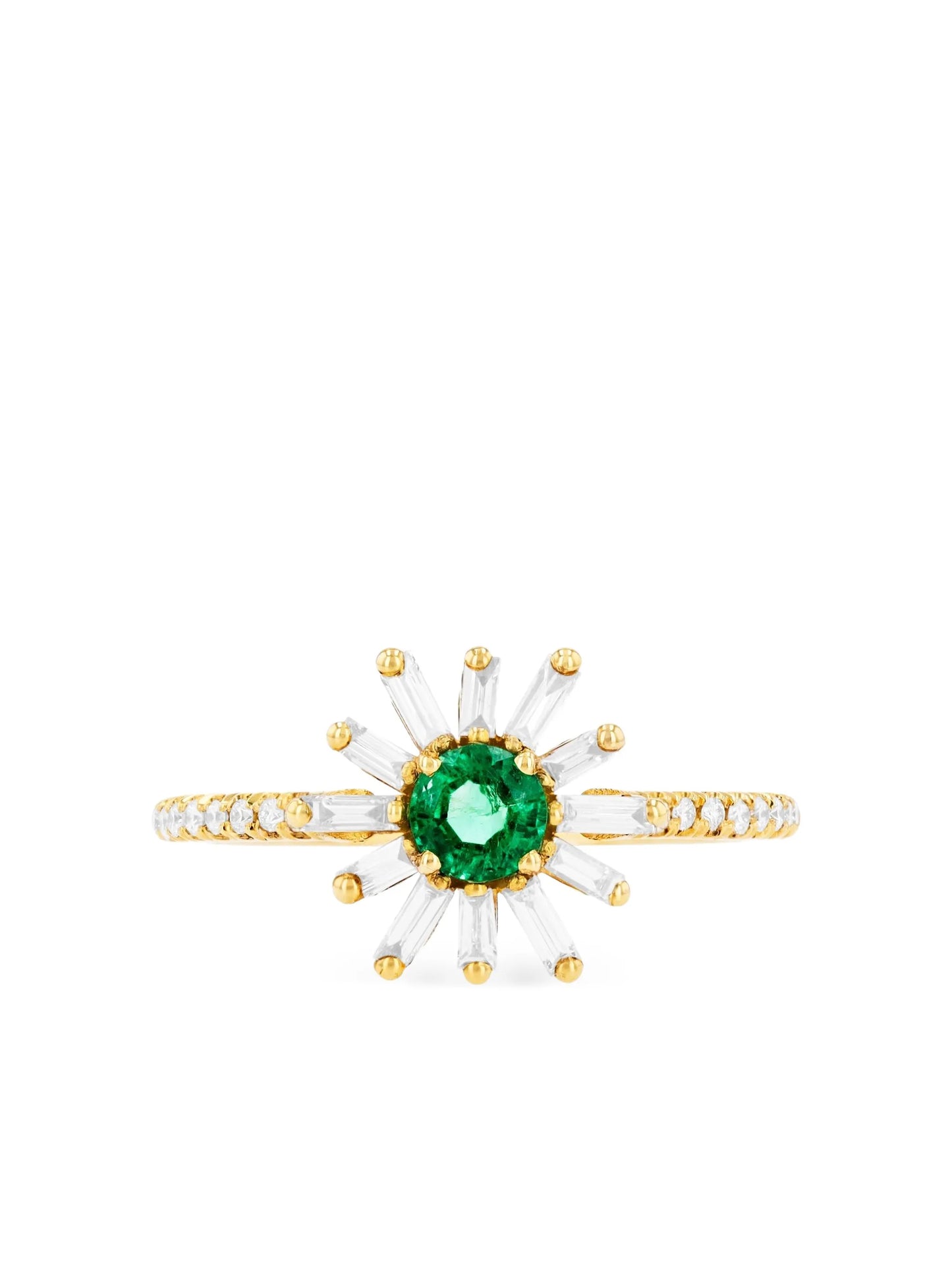 18CT yellow gold Flower Spark emerald and diamond ring