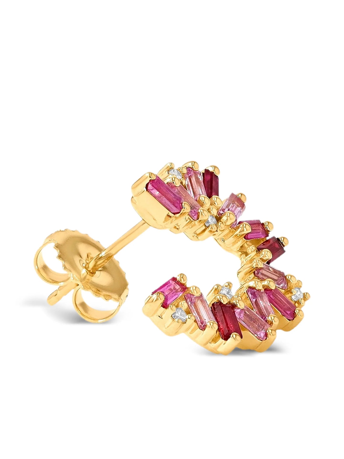 18CT yellow gold multi-stone swirl earrings