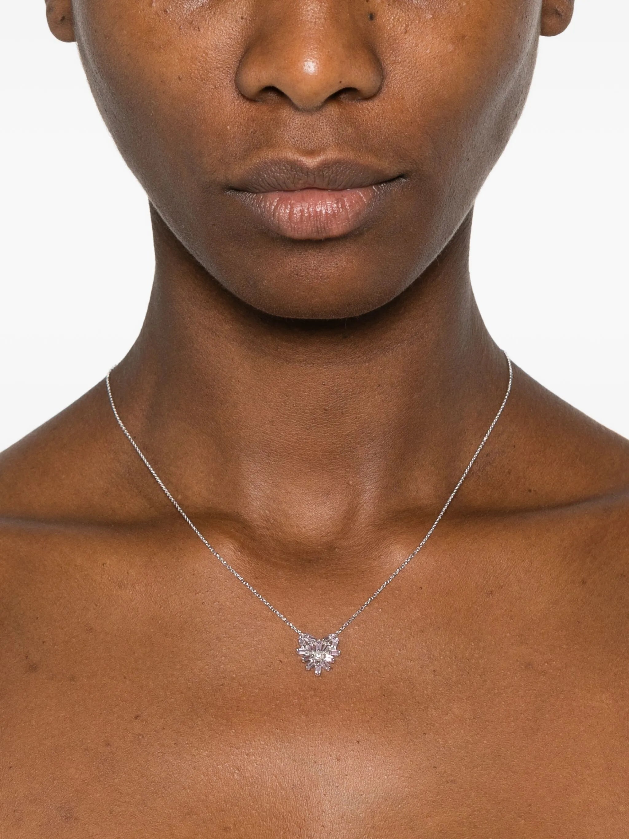 18CT white gold small Heart Pendant pink sapphire and diamond necklace