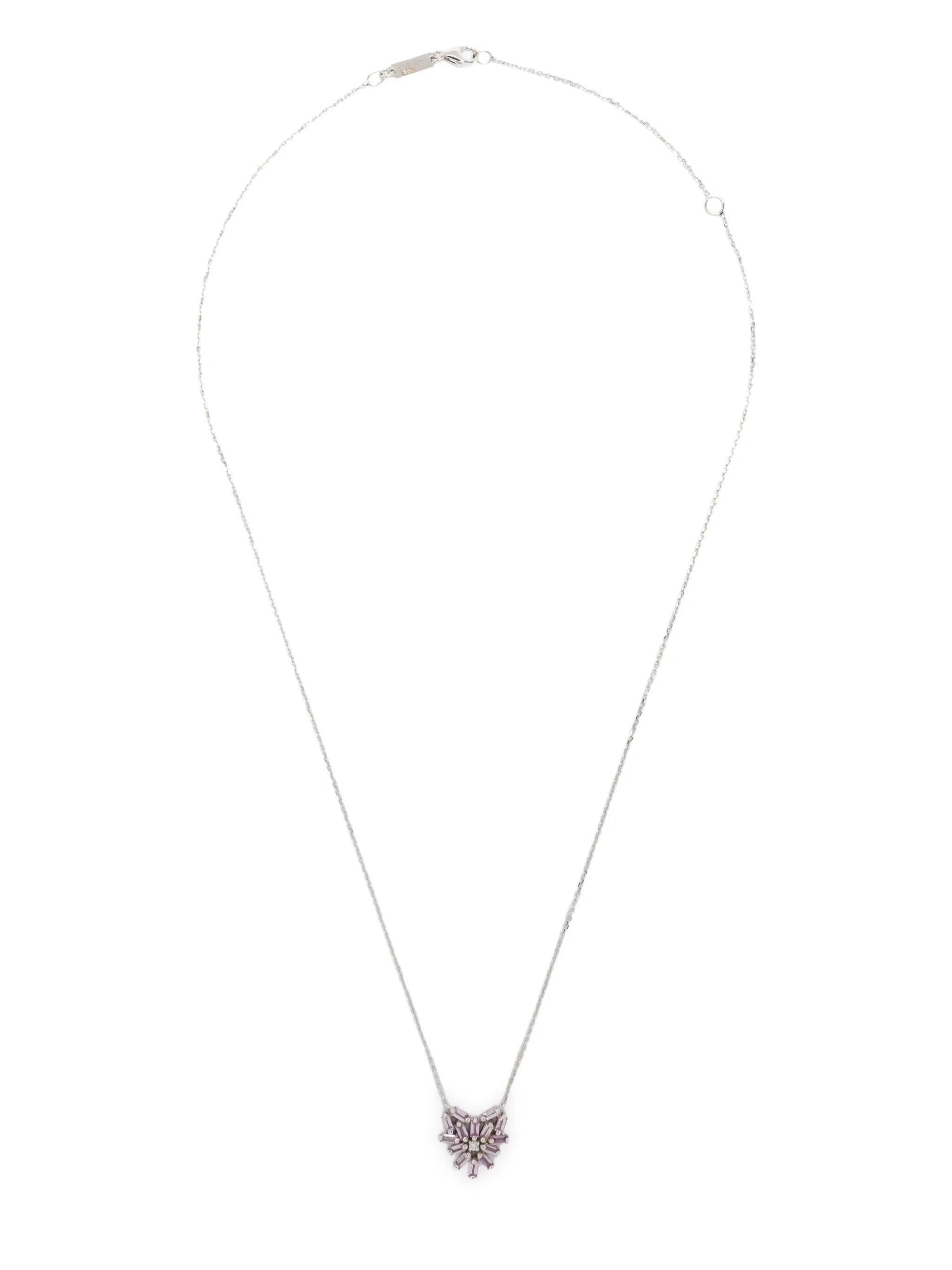 18CT white gold small Heart Pendant pink sapphire and diamond necklace