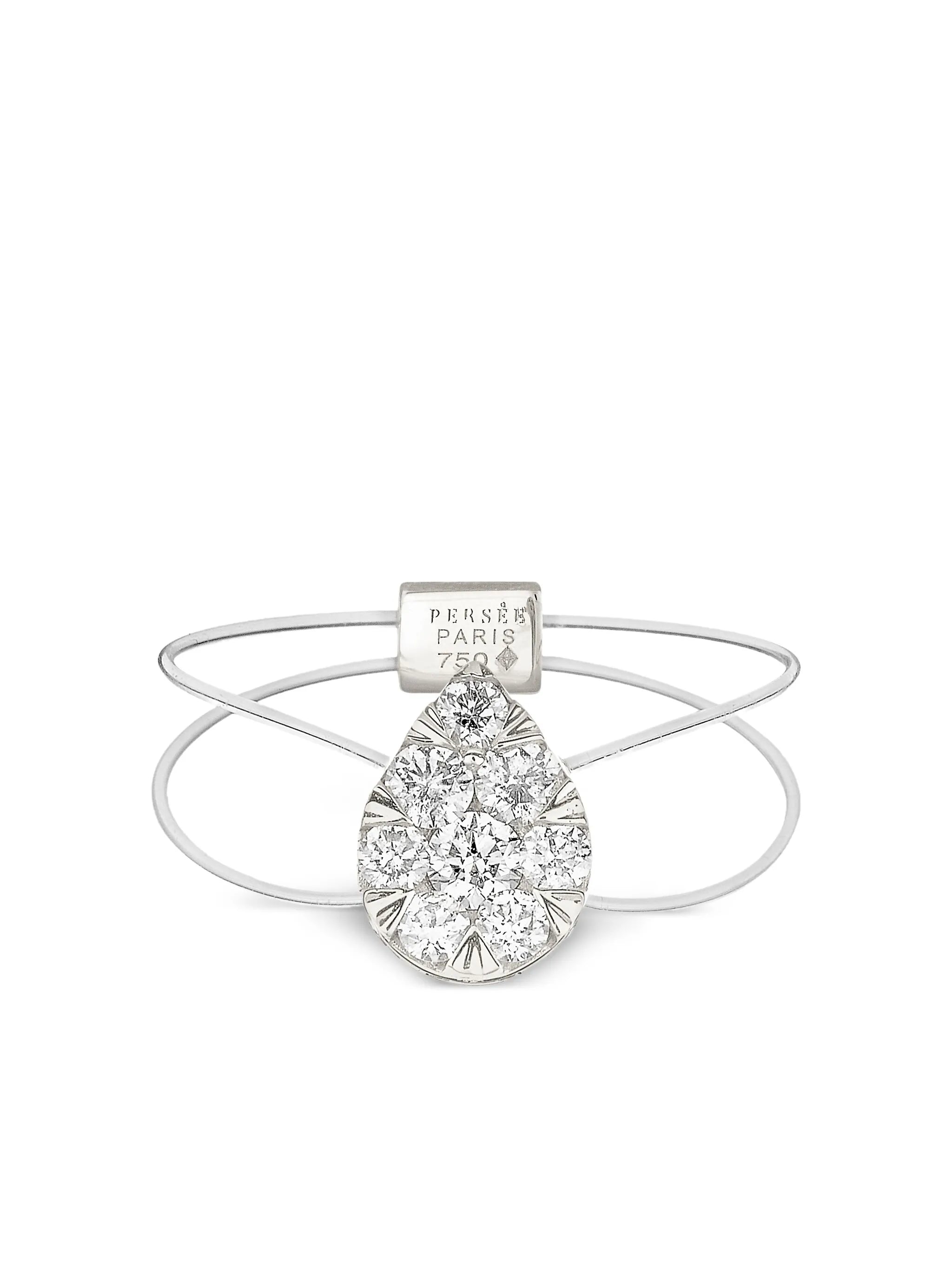 18K white gold floating-pear diamond ring