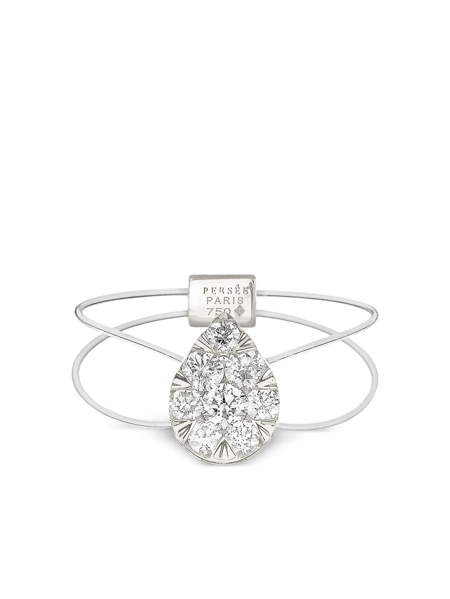 18K white gold floating-pear diamond ring
