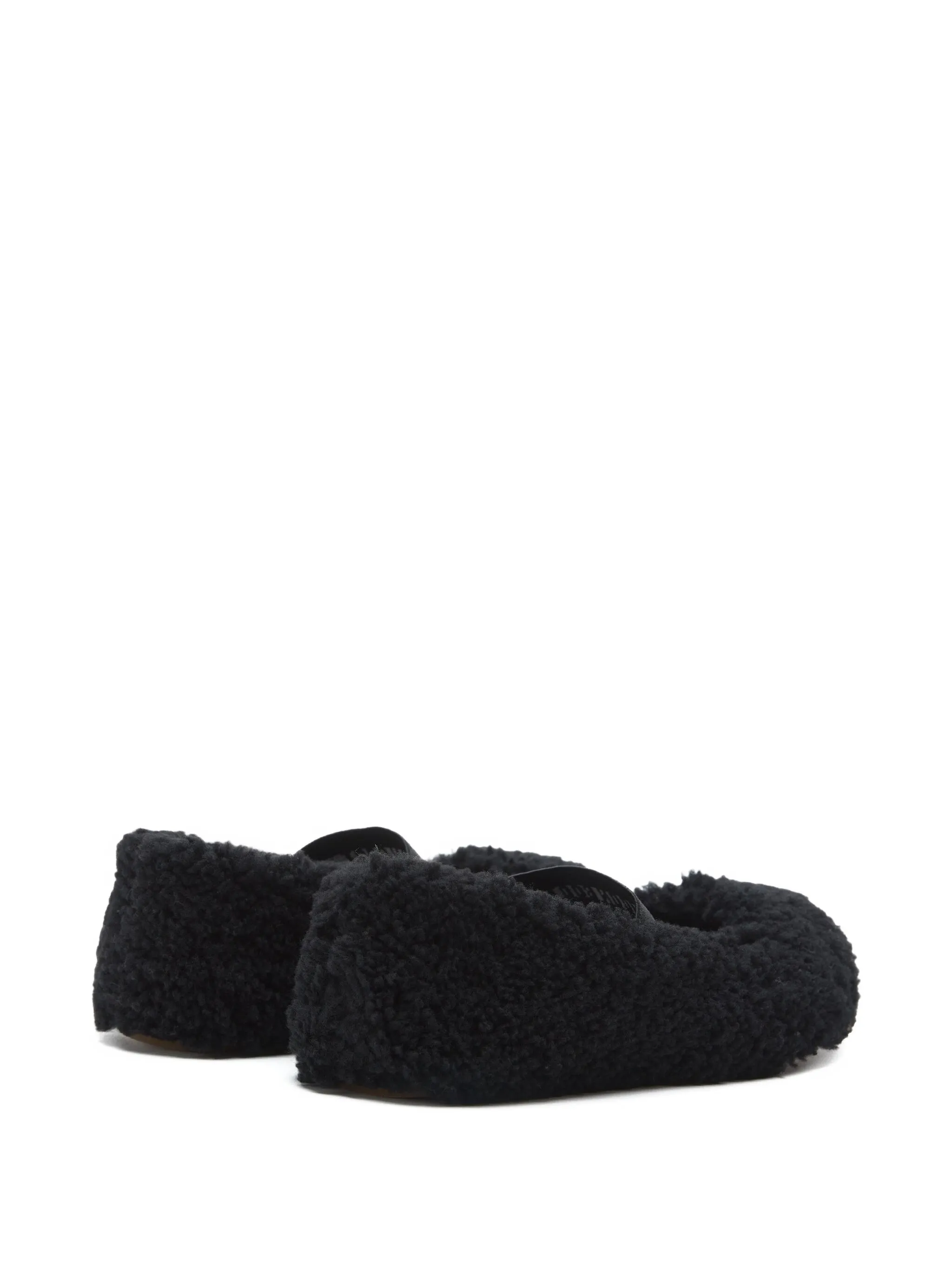 shearling logo-strap ballet flats