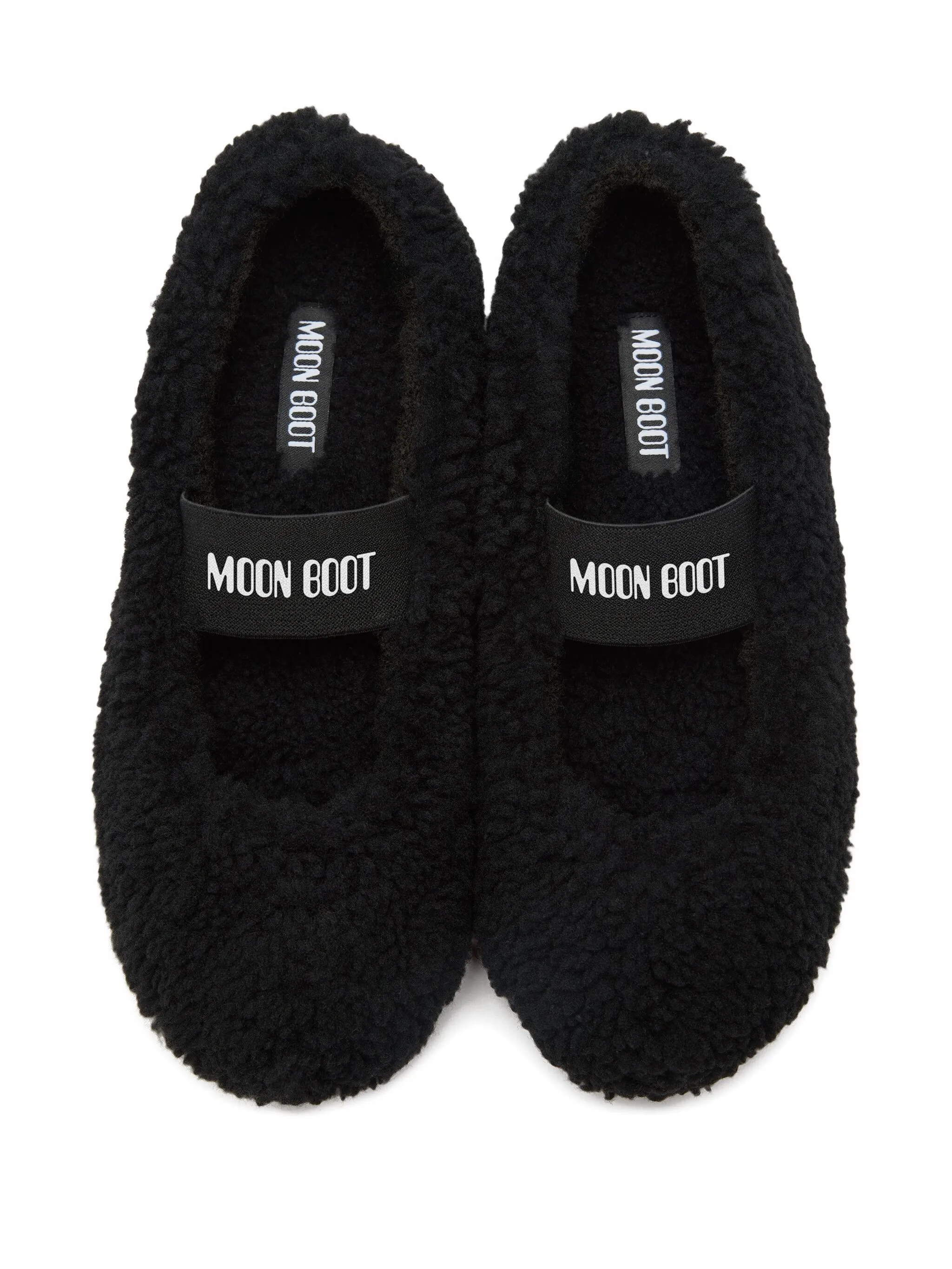 shearling logo-strap ballet flats