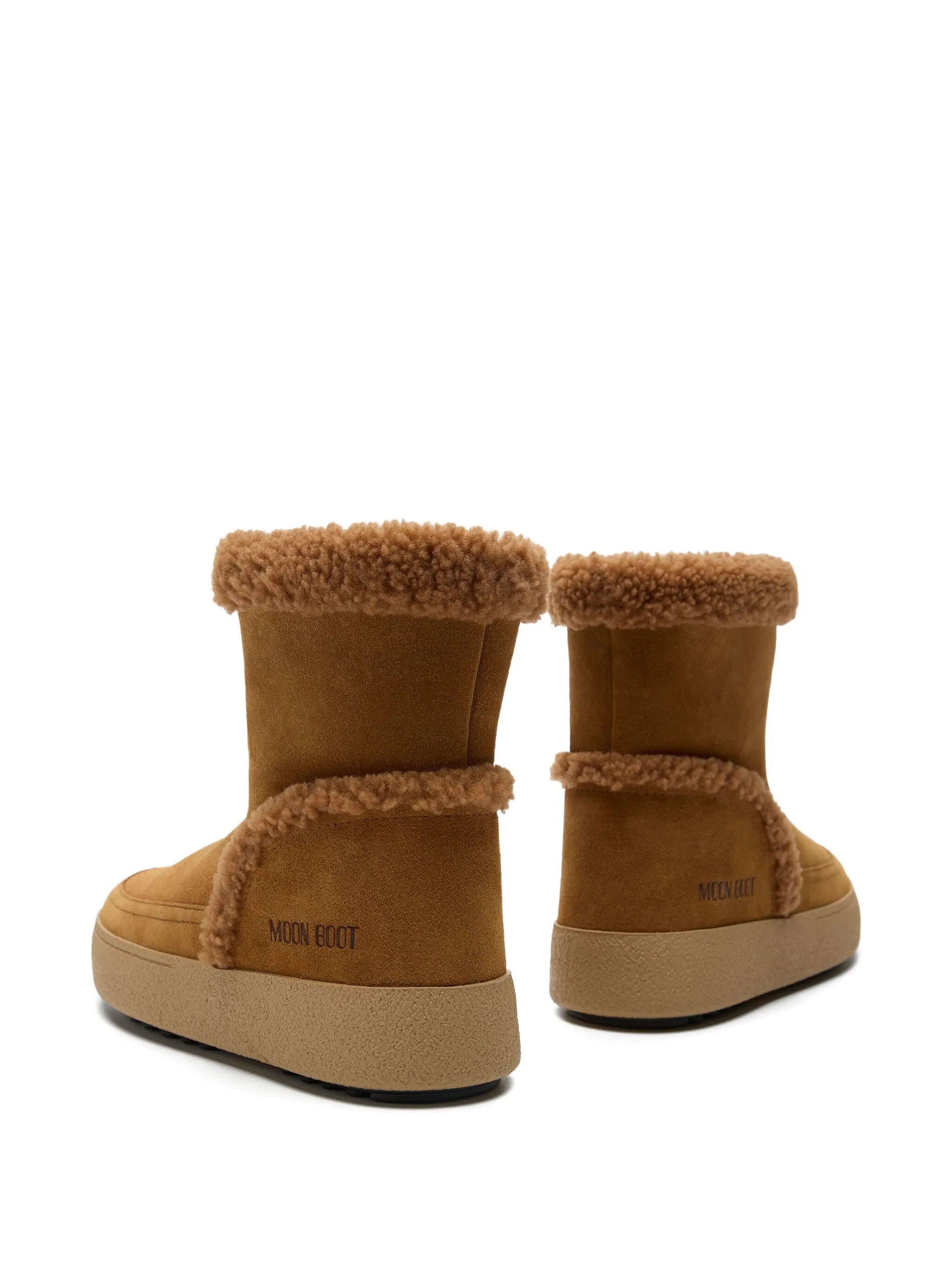shearling-trimmed suede boots