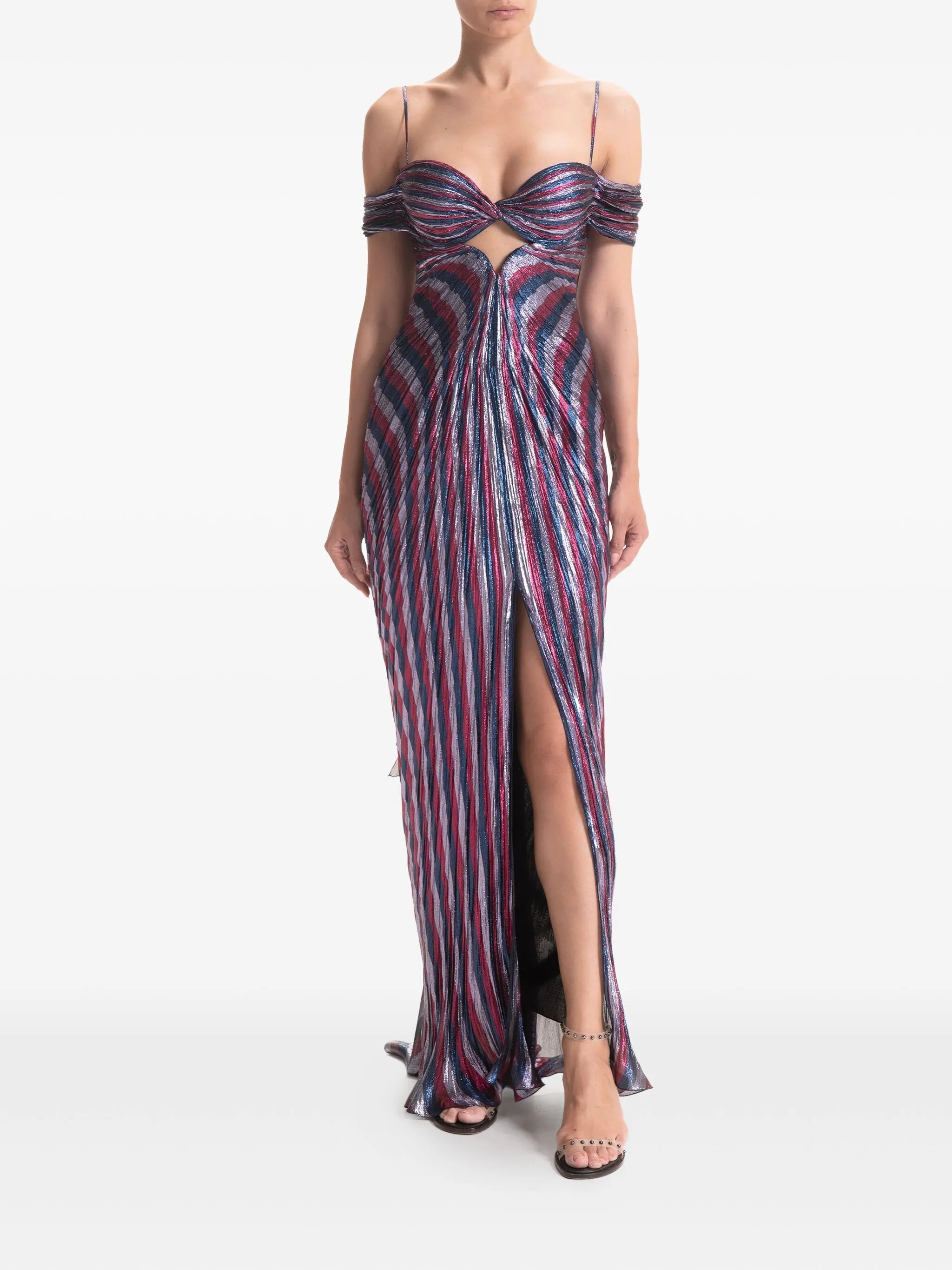 Sidonie pleated lace-up gown