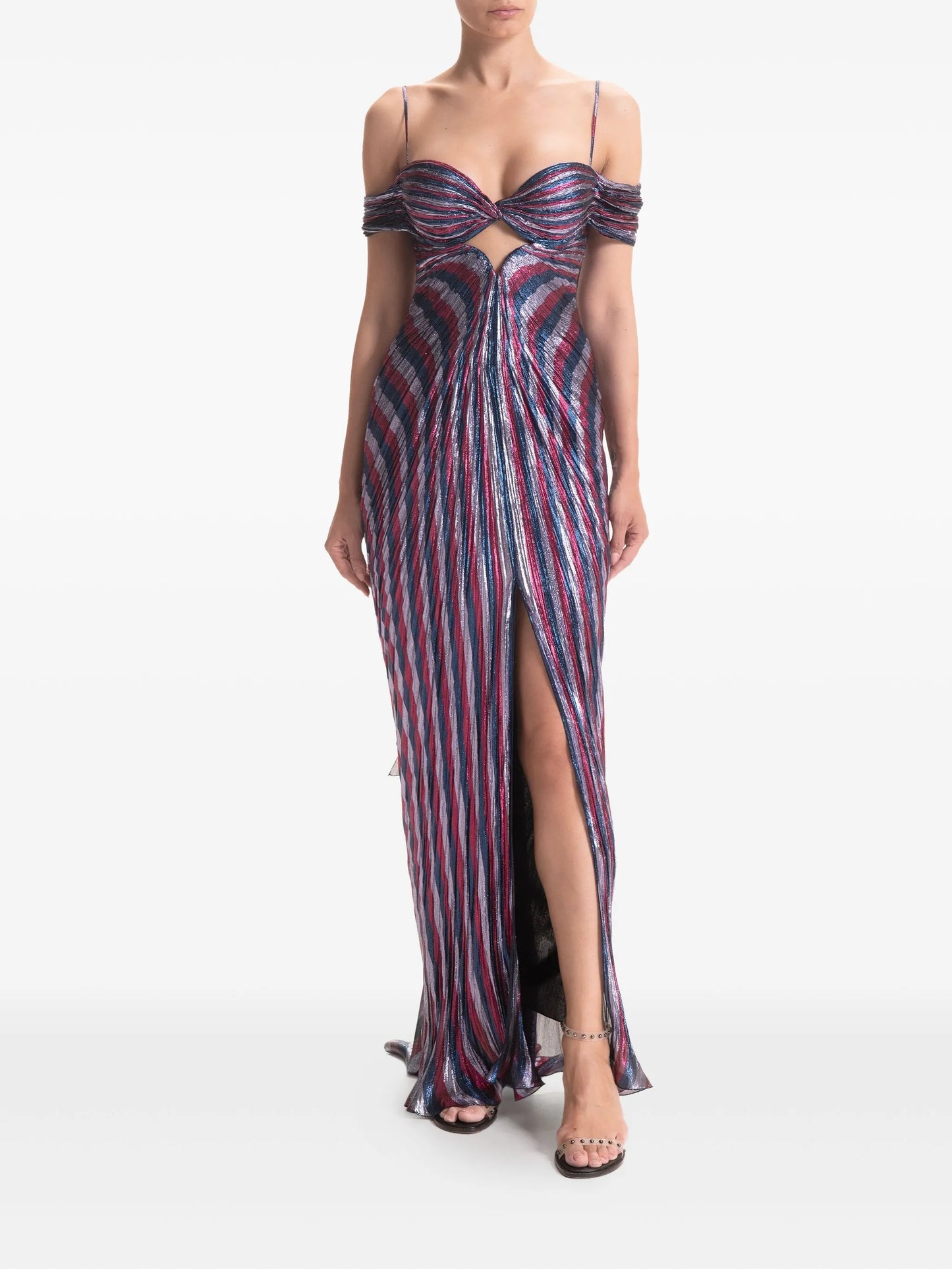 Sidonie pleated lace-up gown