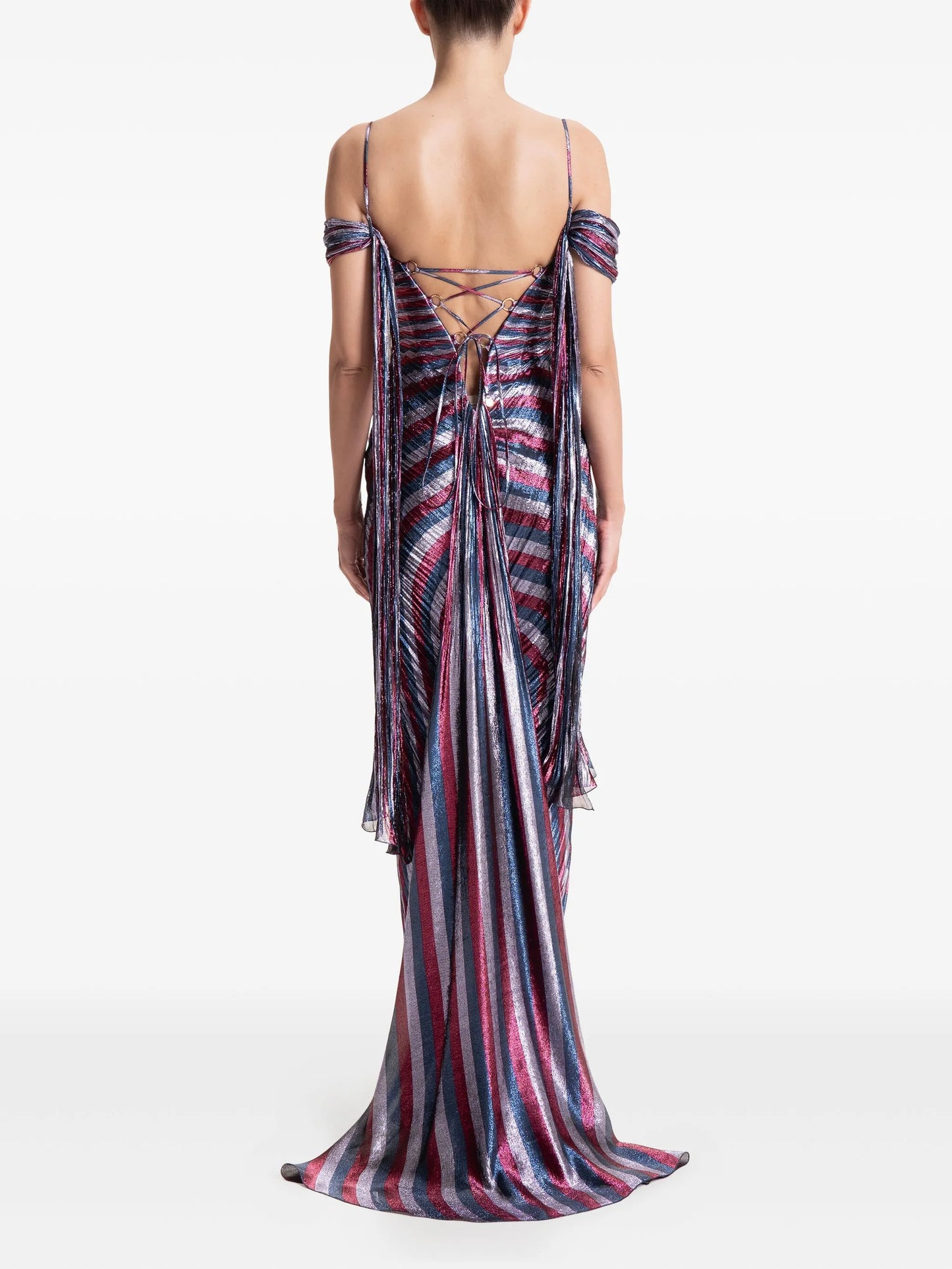 Sidonie pleated lace-up gown
