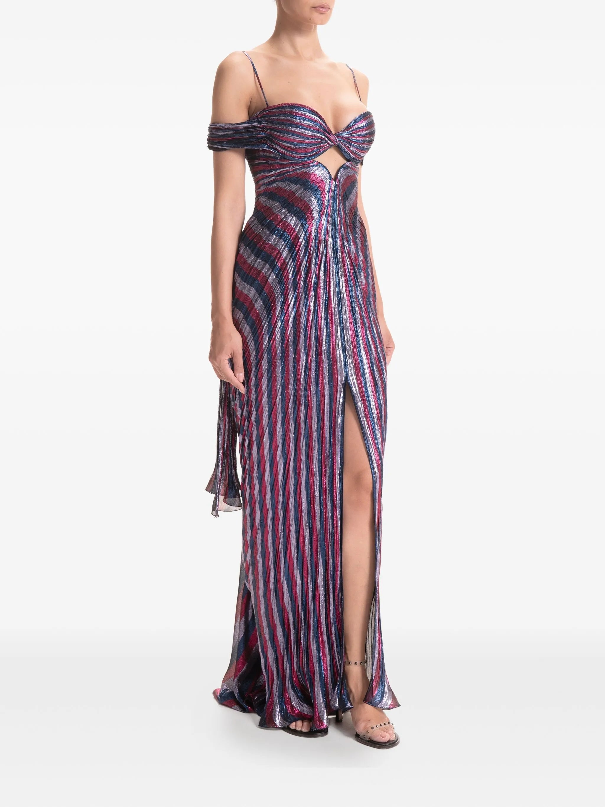 Sidonie pleated lace-up gown