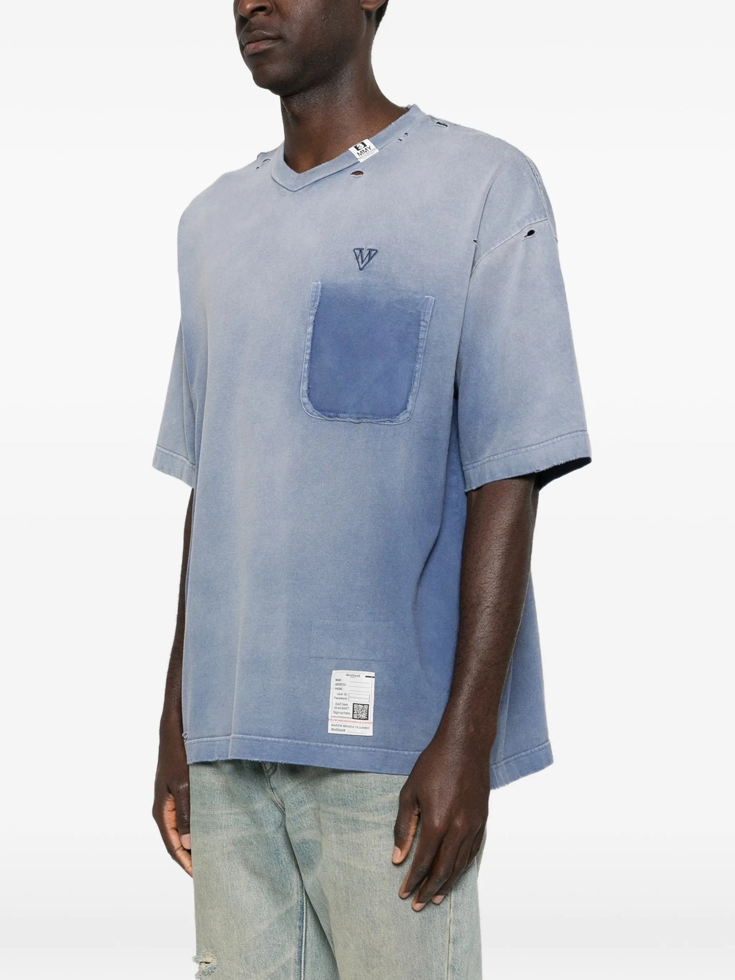 distressed pocket V-neck T-shirt