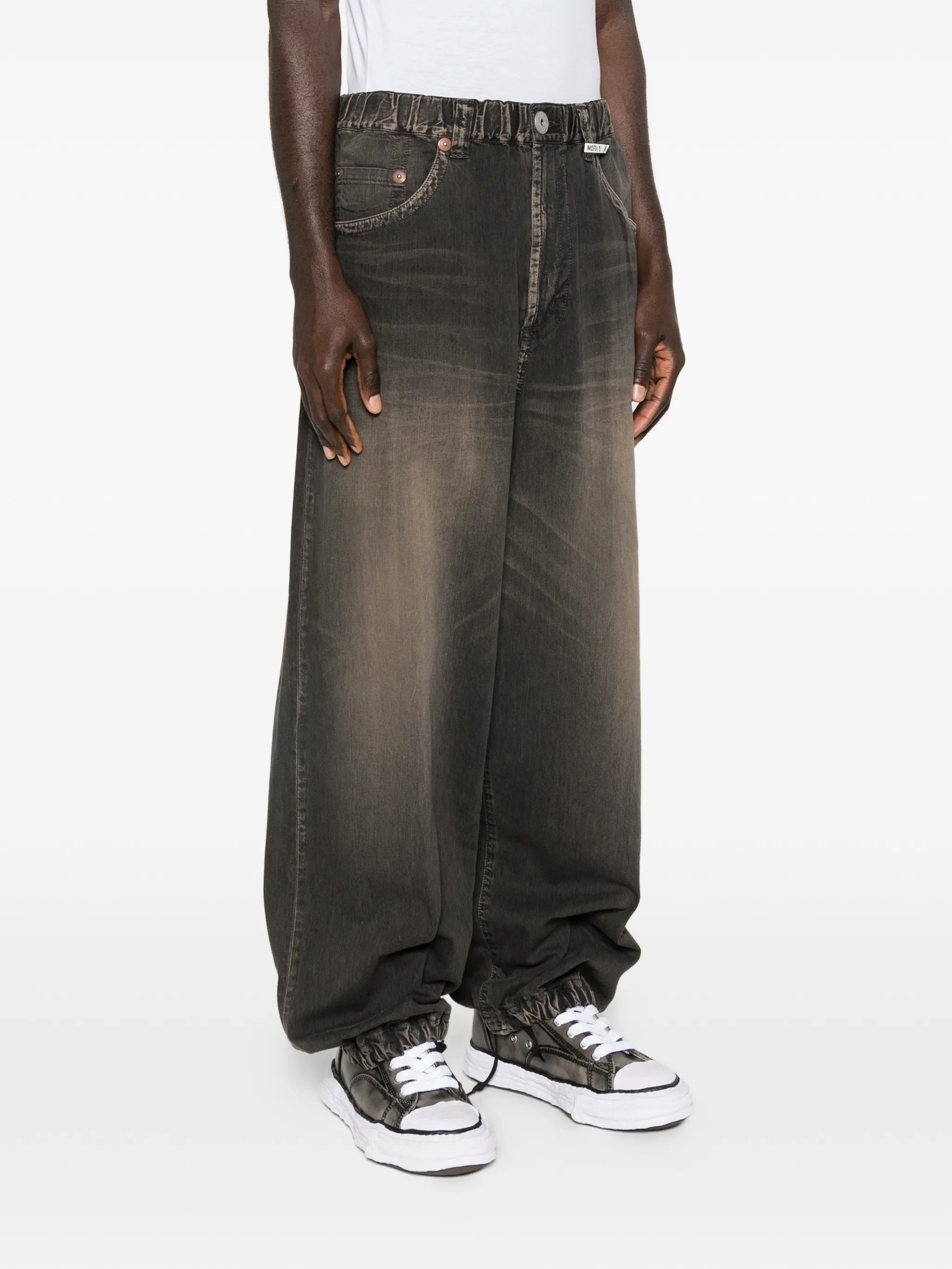 drawstring light wide jeans