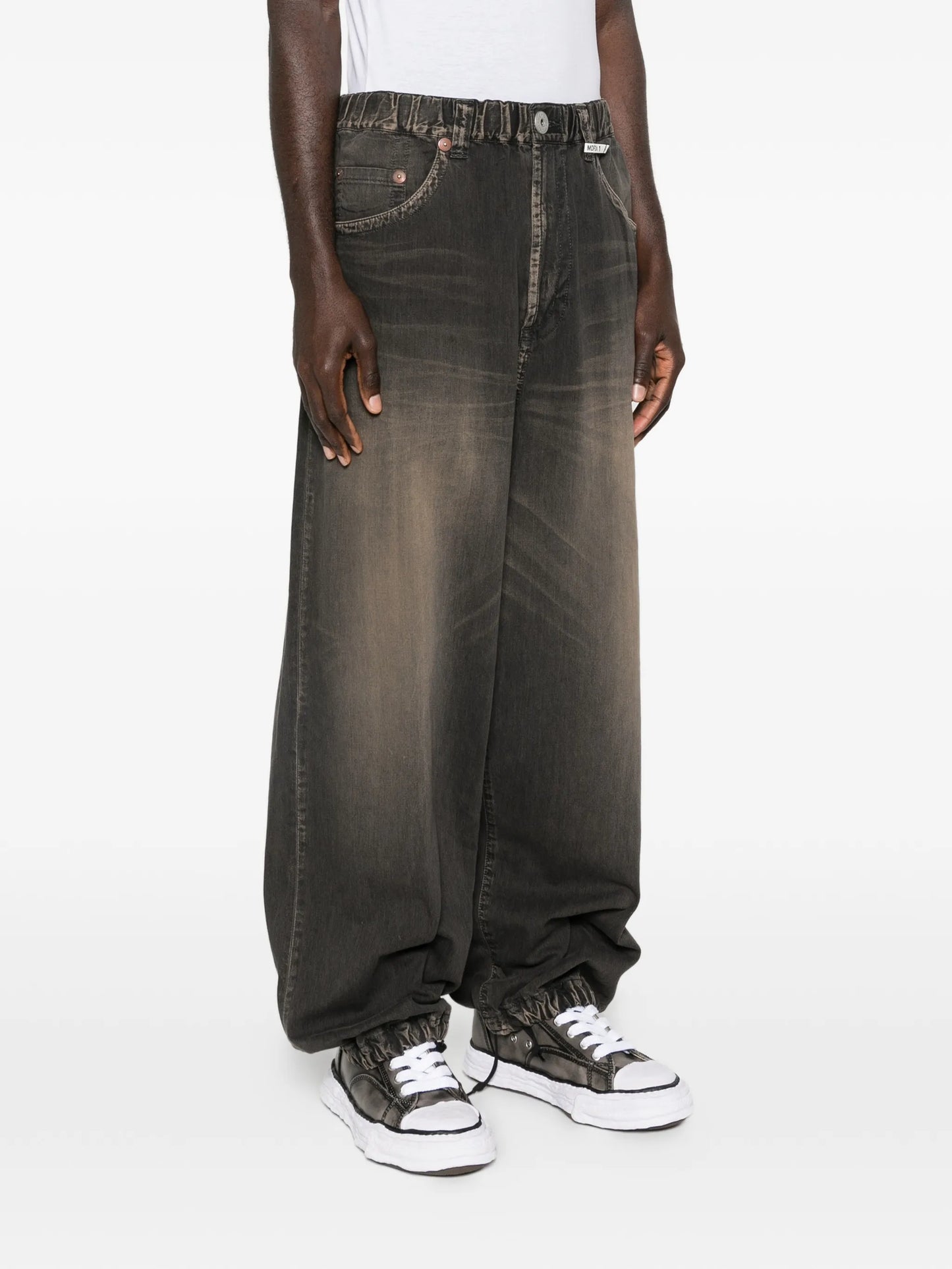 drawstring light wide jeans