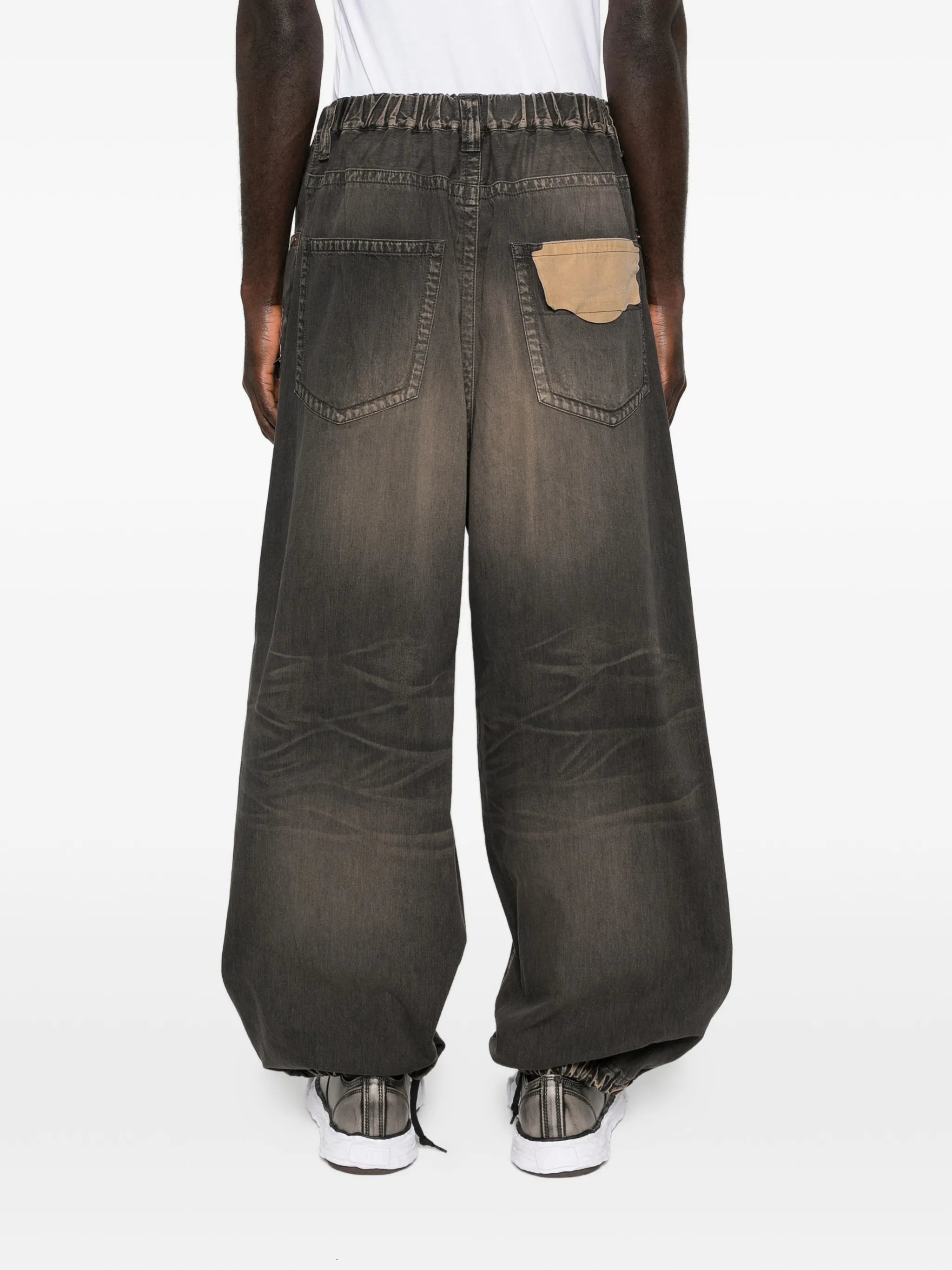 drawstring light wide jeans