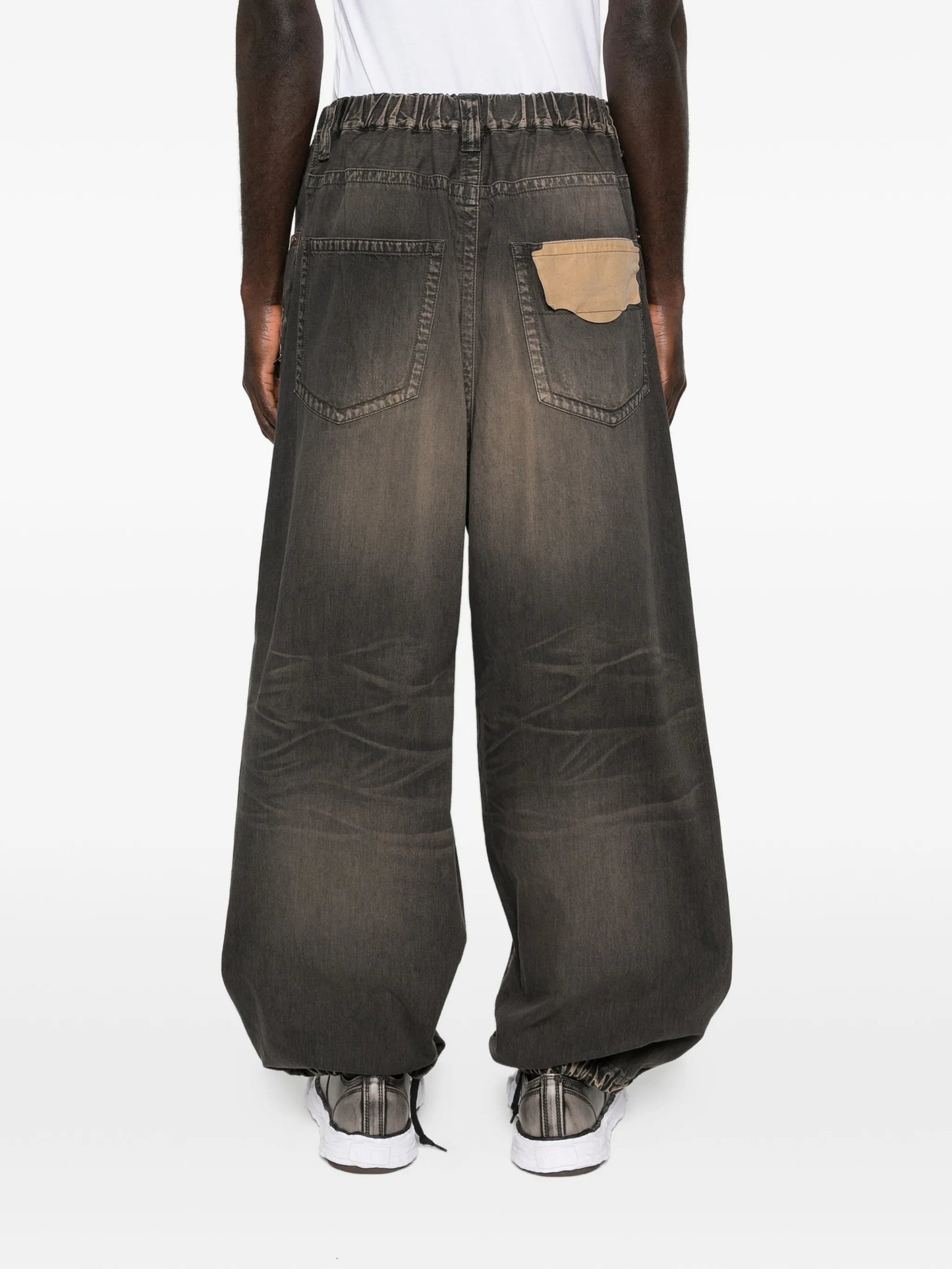 drawstring light wide jeans