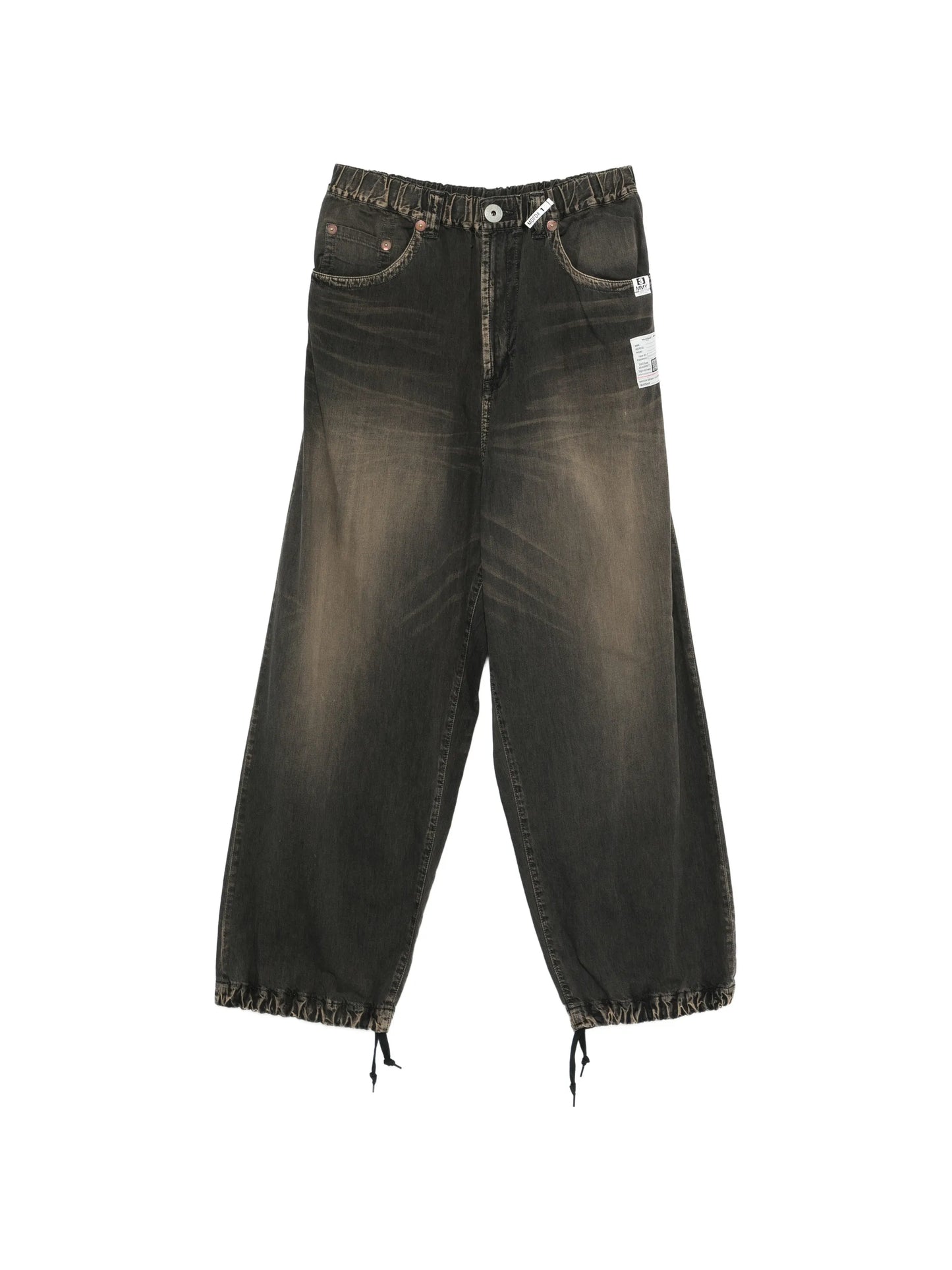 drawstring light wide jeans
