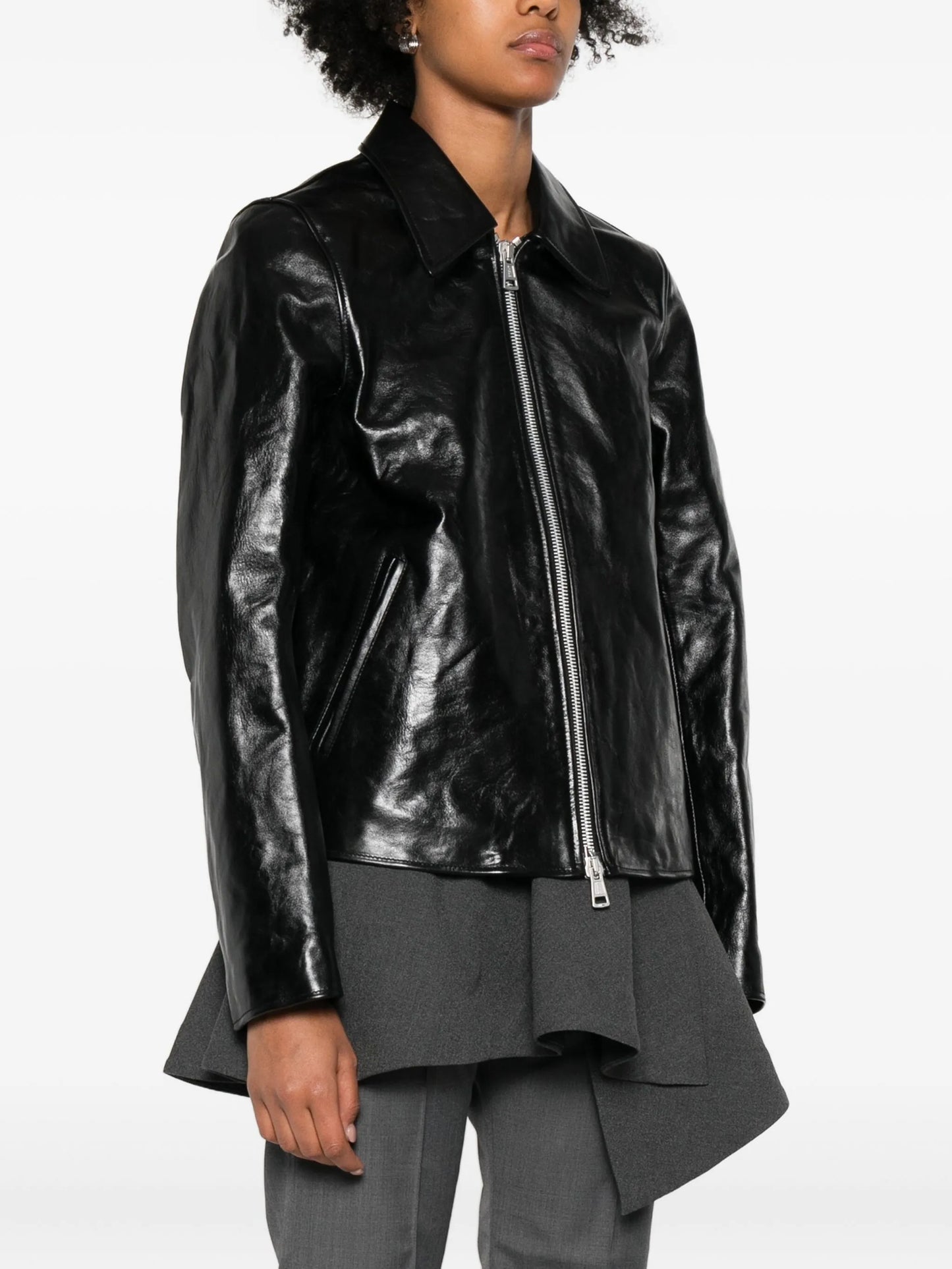 leather zip-front jacket