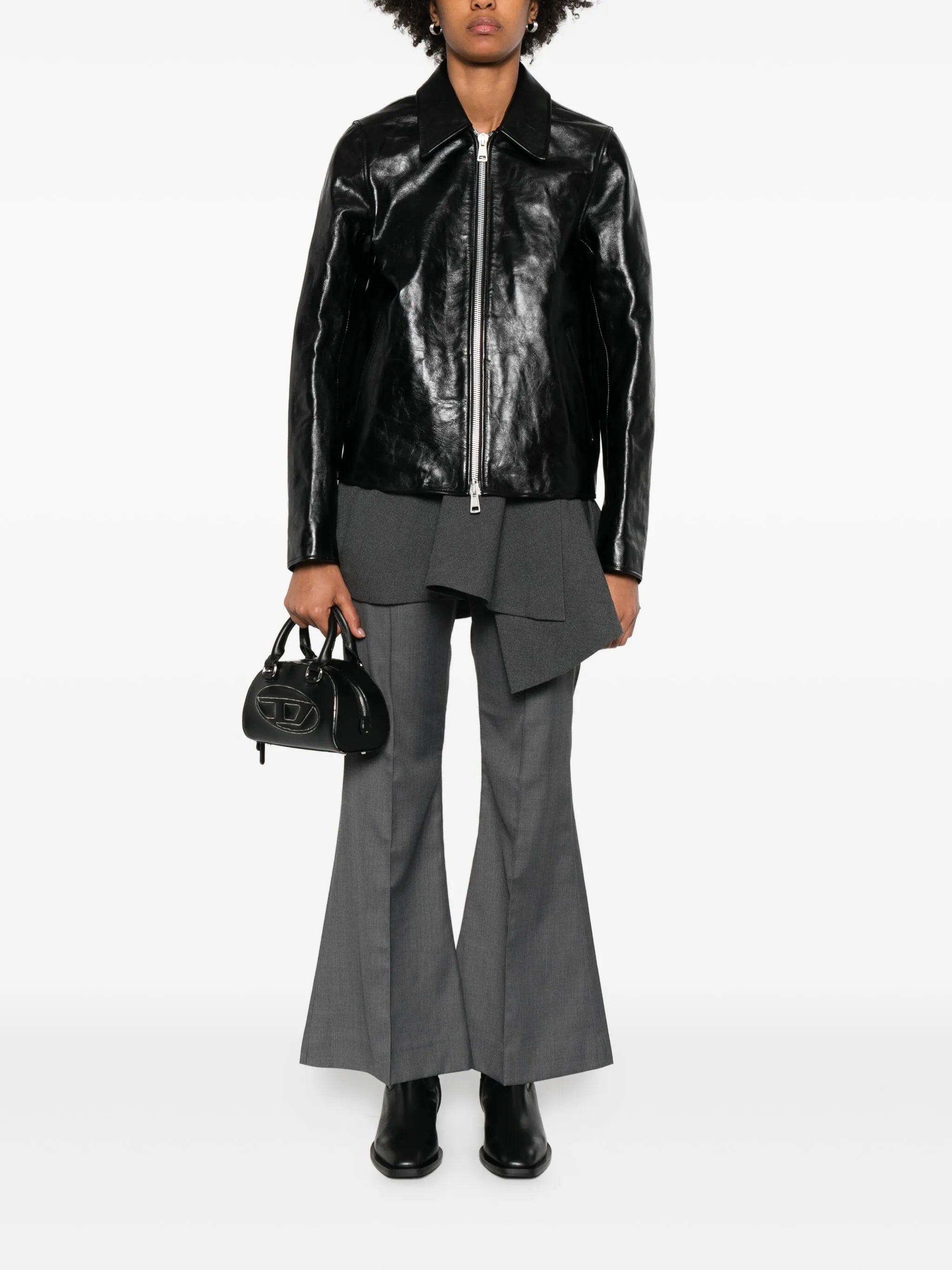 leather zip-front jacket