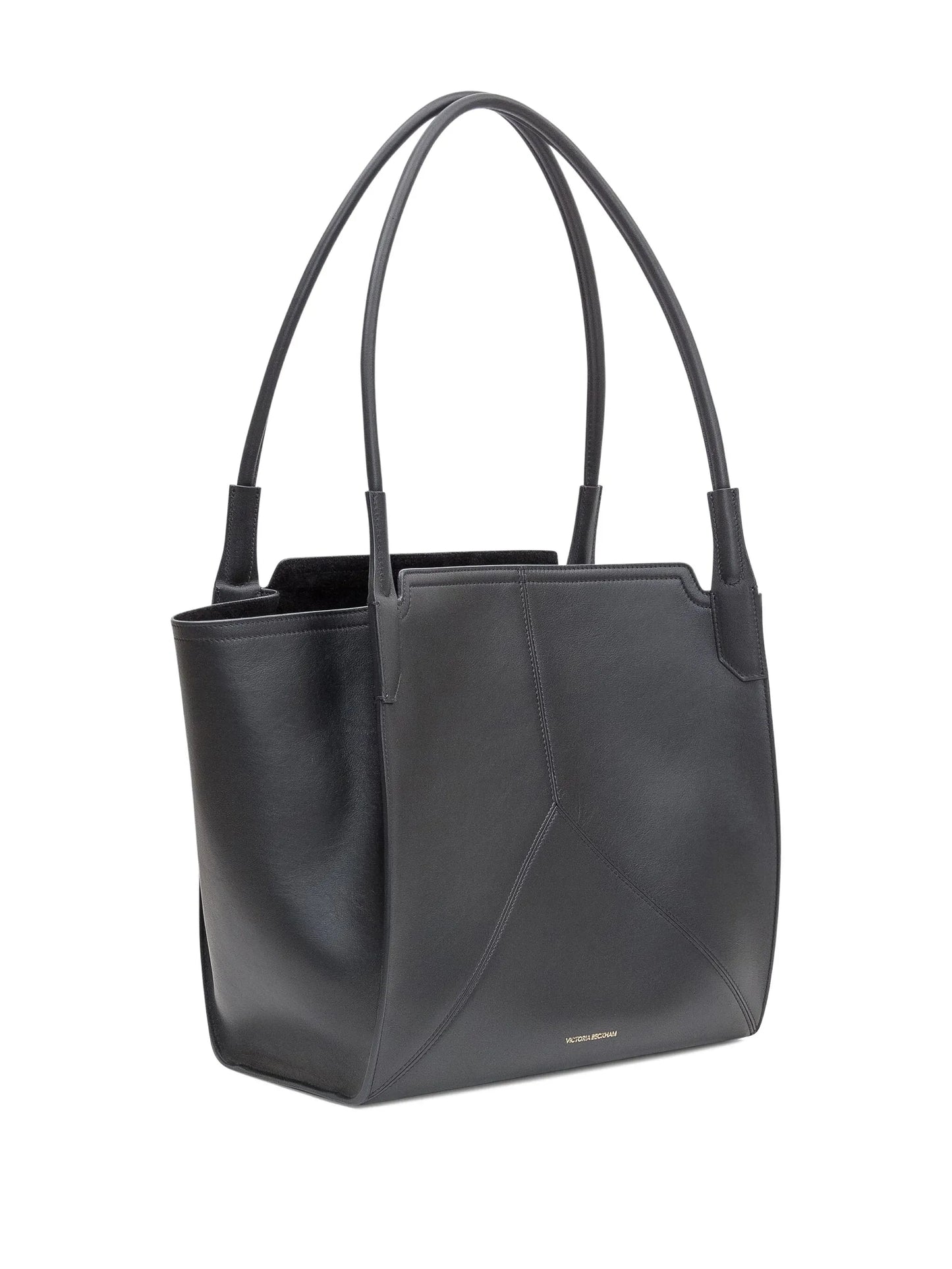 topstitched leather tote bag