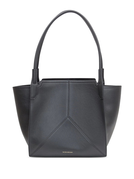 topstitched leather tote bag