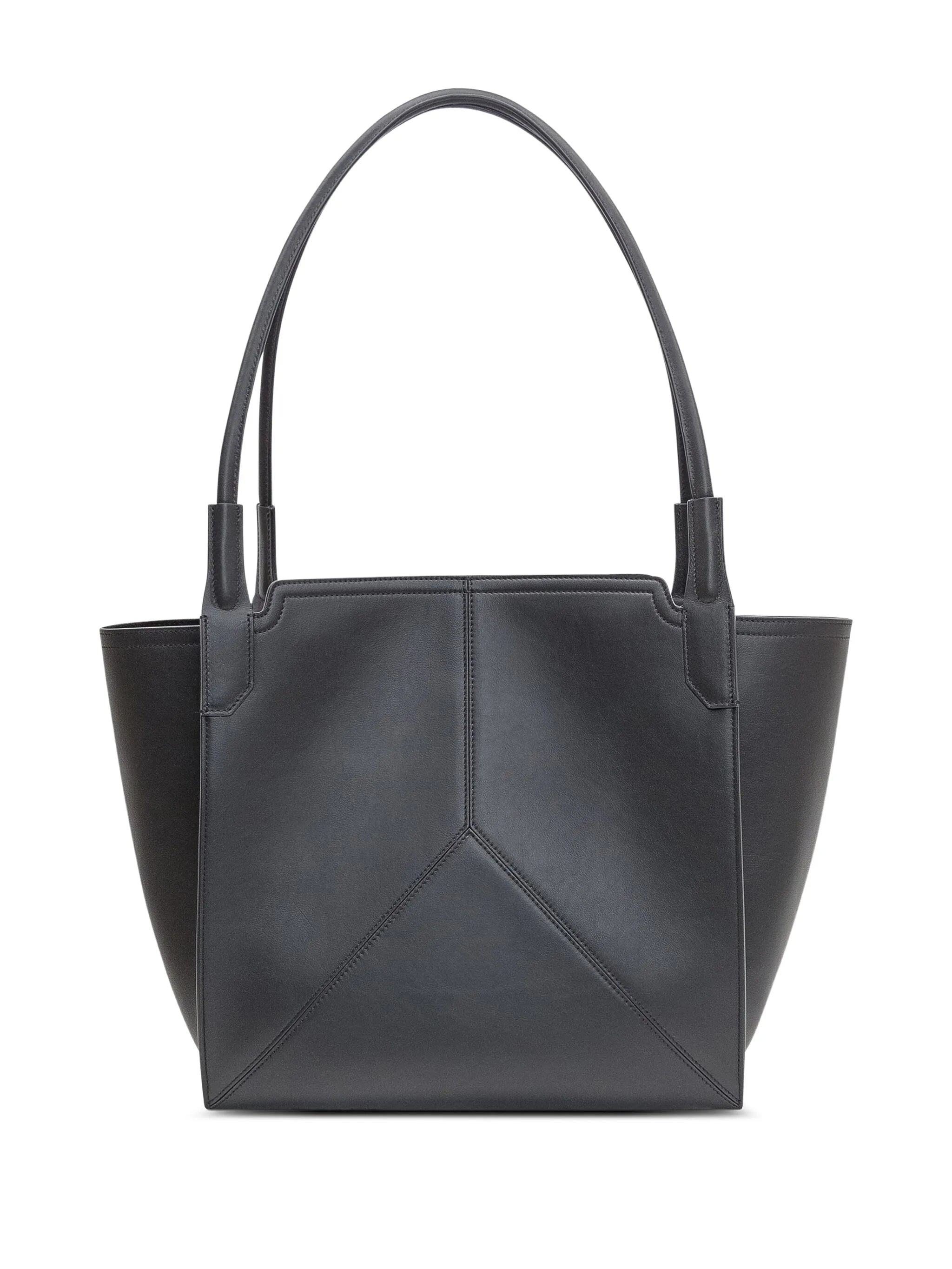 topstitched leather tote bag