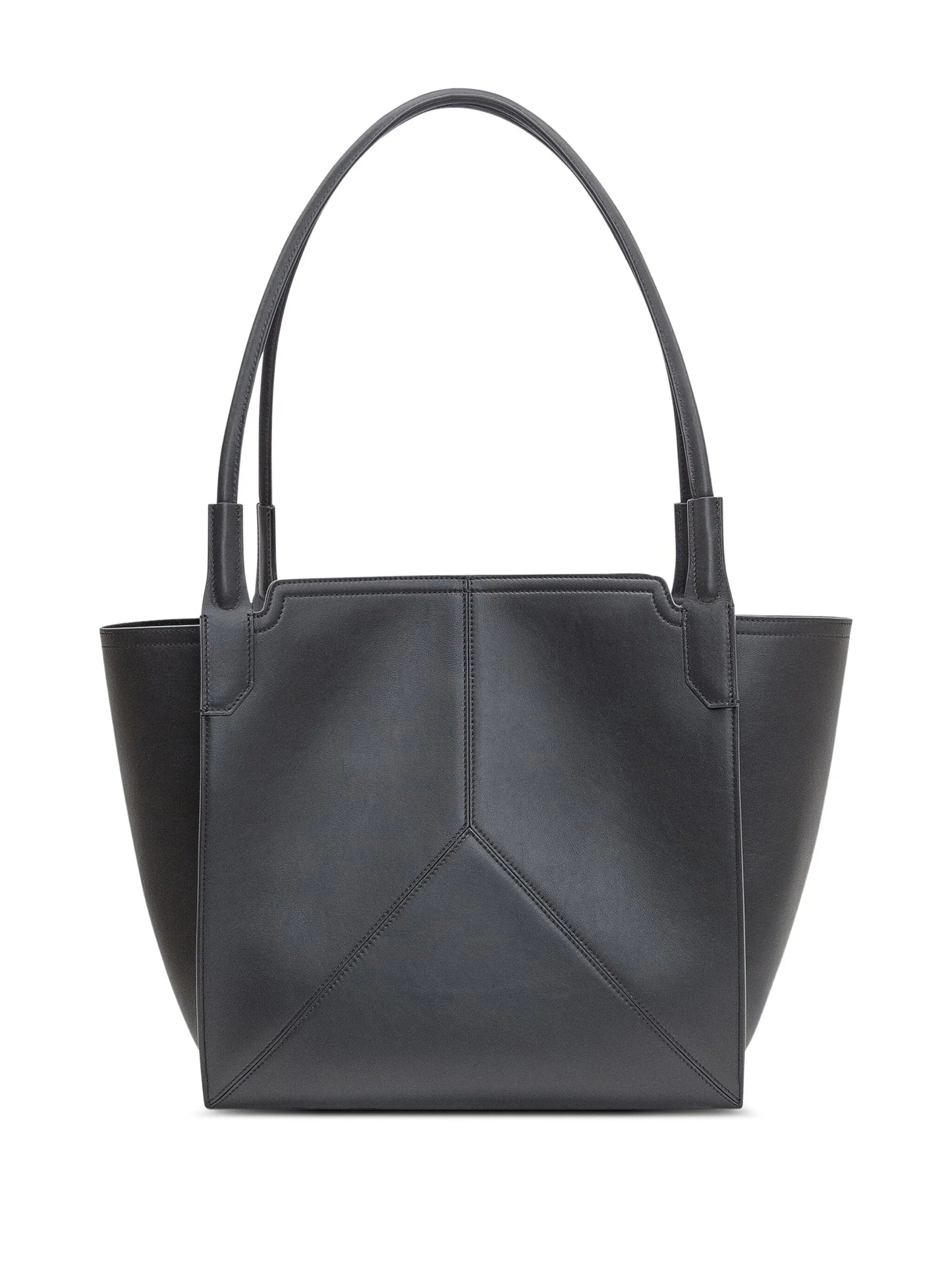 topstitched leather tote bag