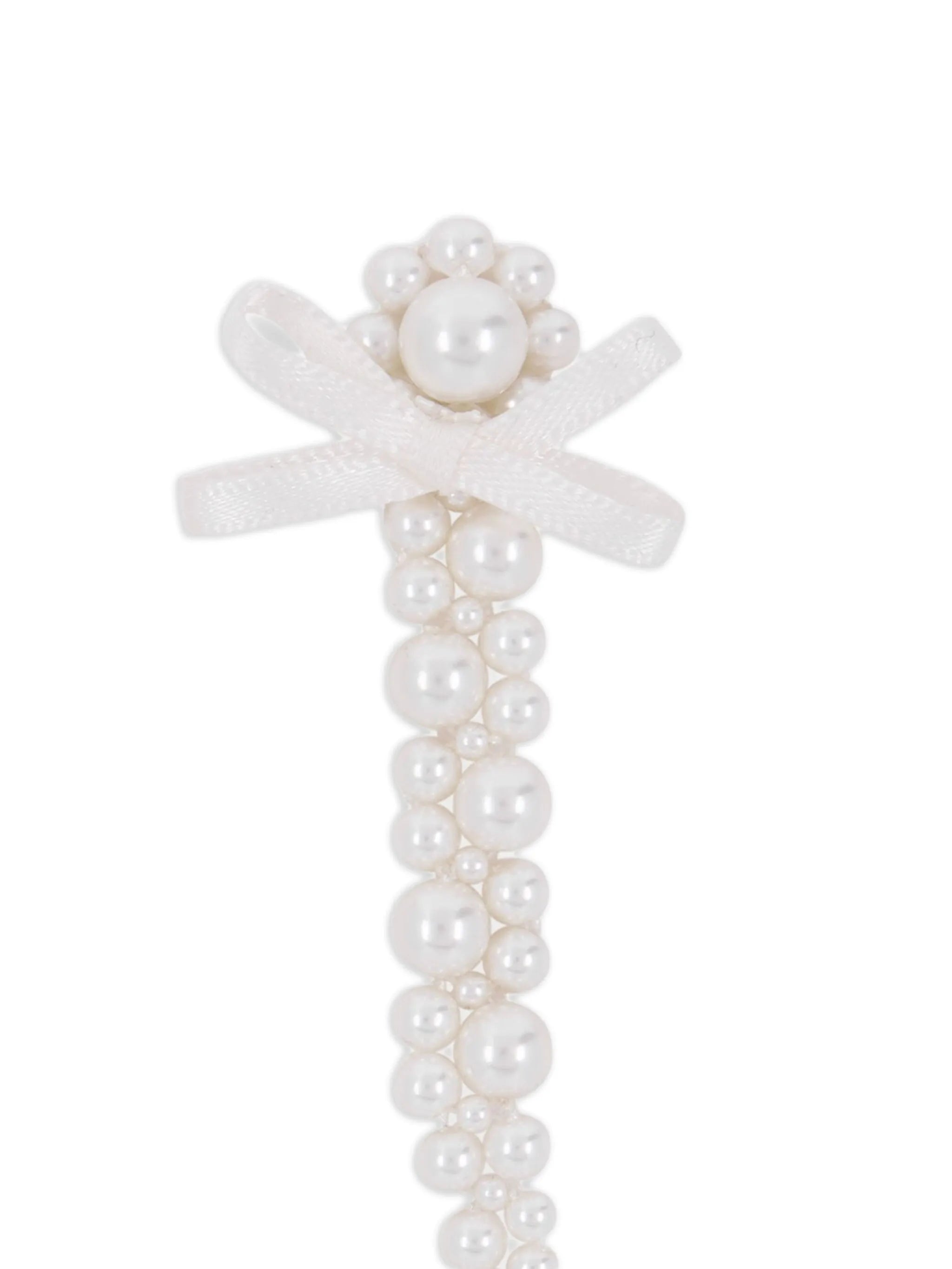 pearl bow drop earrings