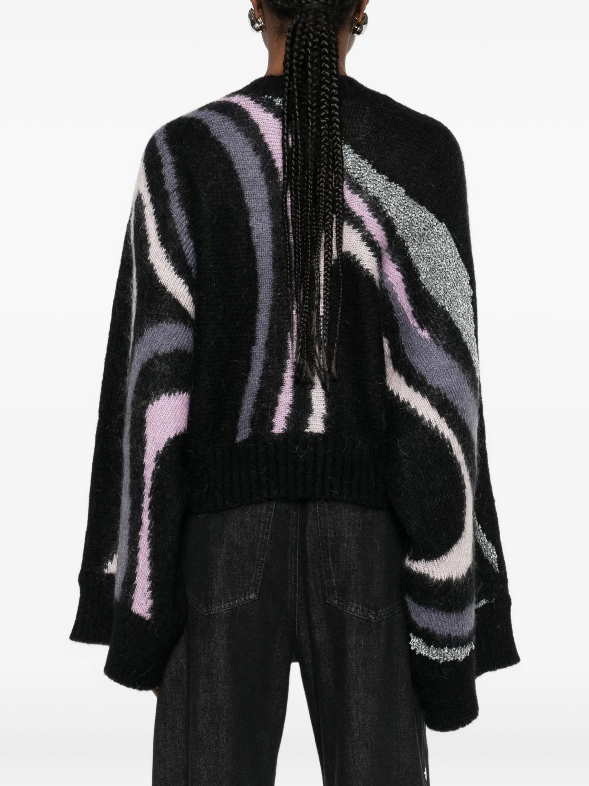 Marmo-print cropped sweater