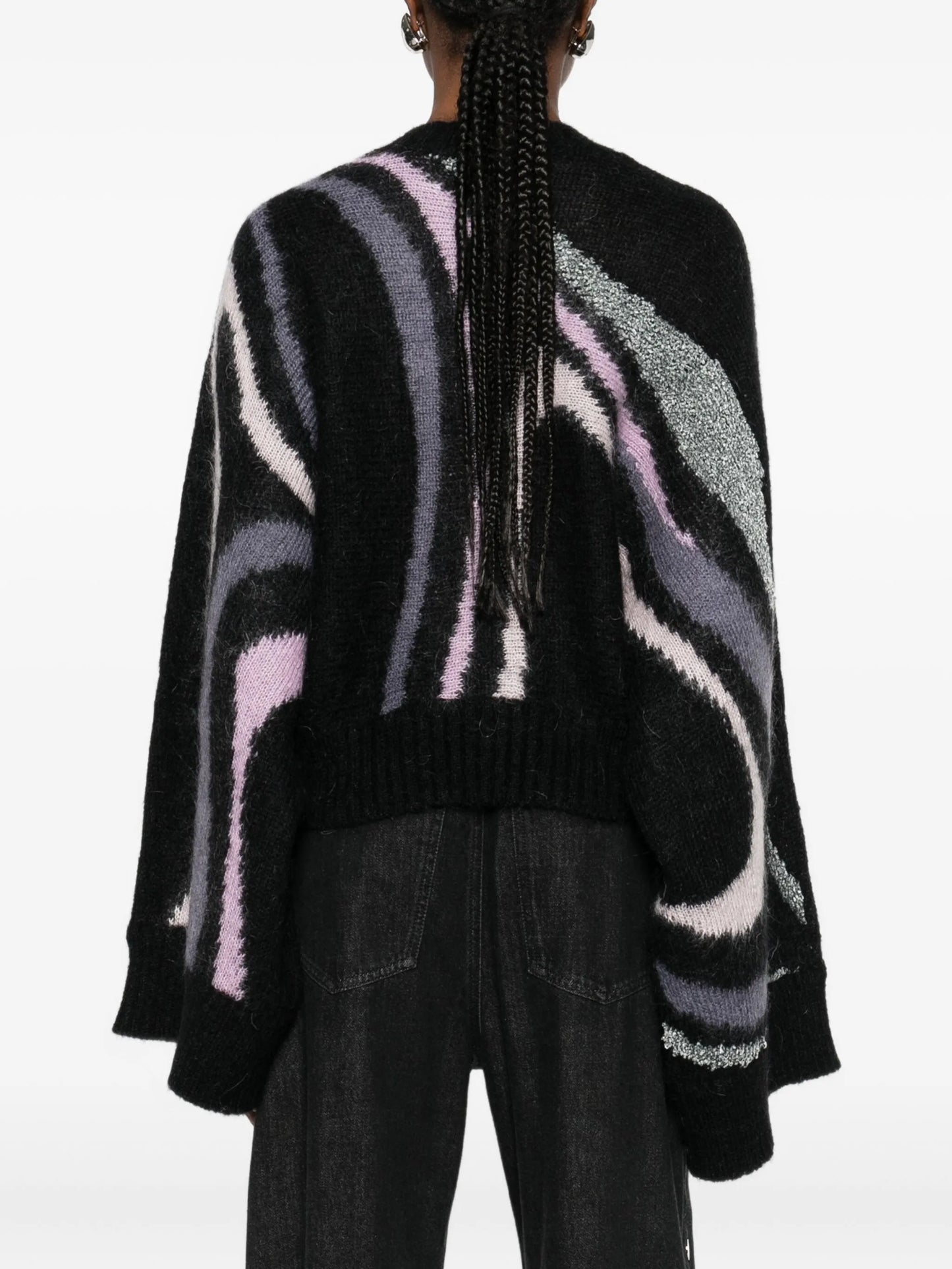 Marmo-print cropped sweater