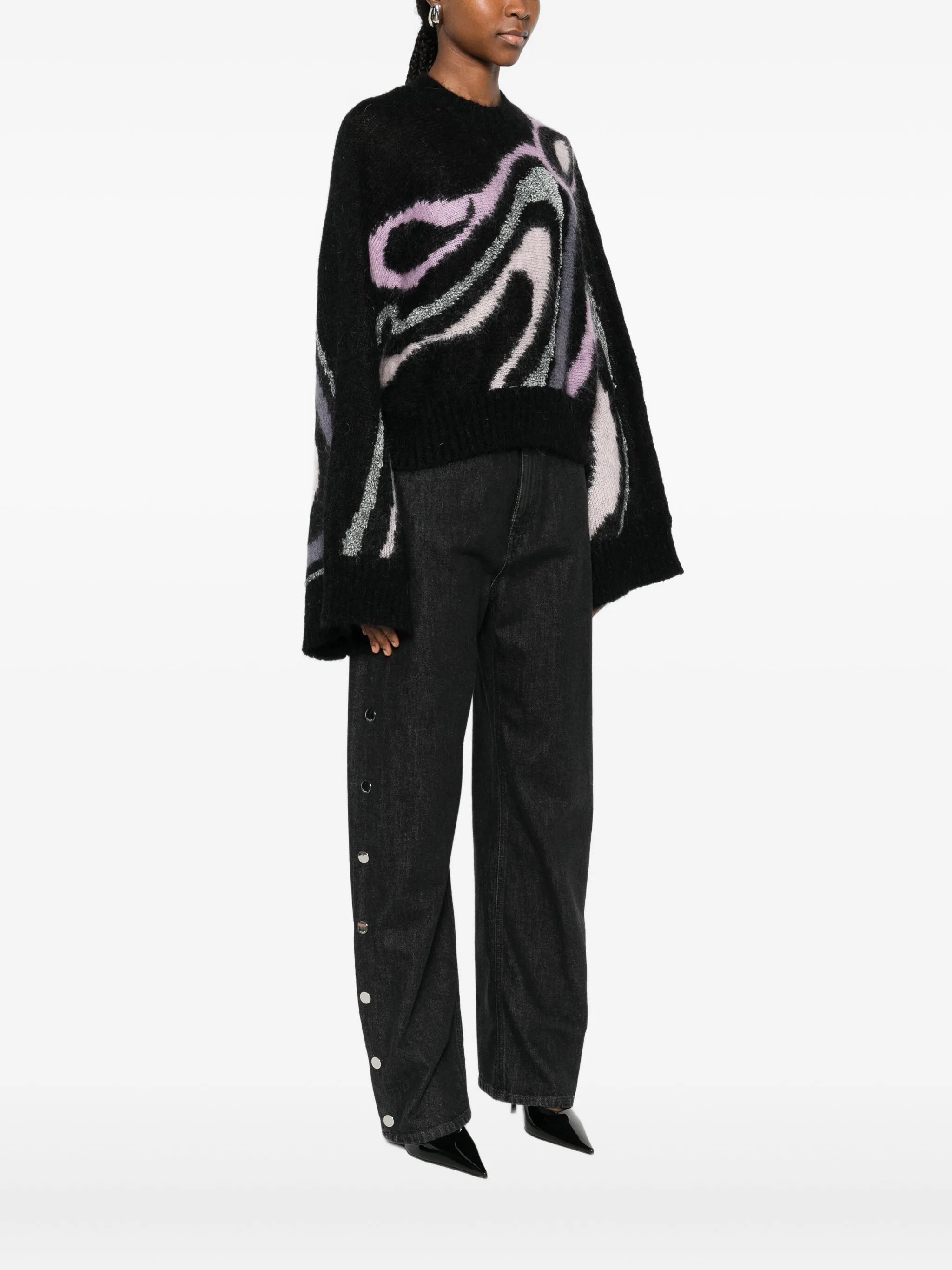 Marmo-print cropped sweater