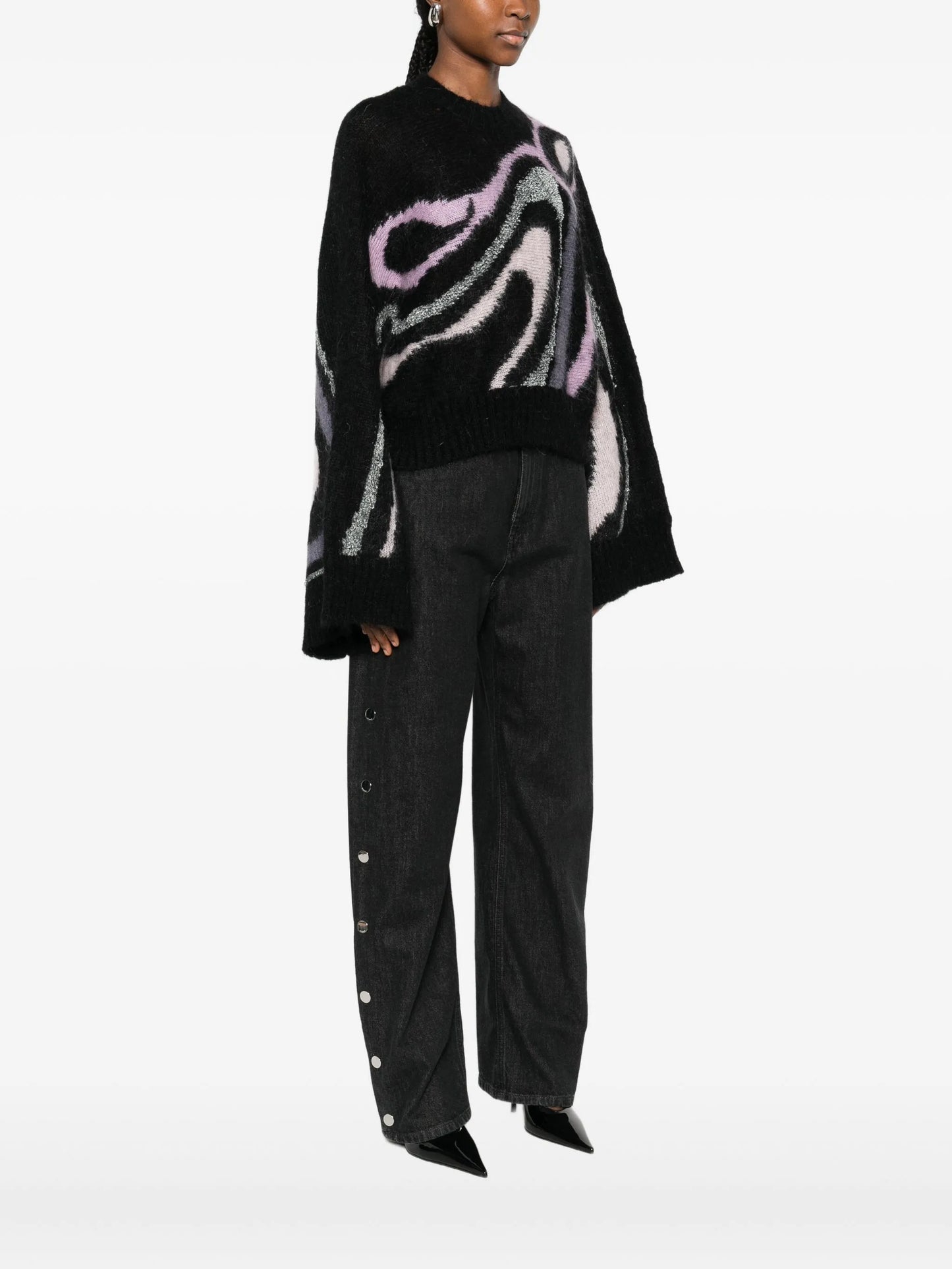 Marmo-print cropped sweater