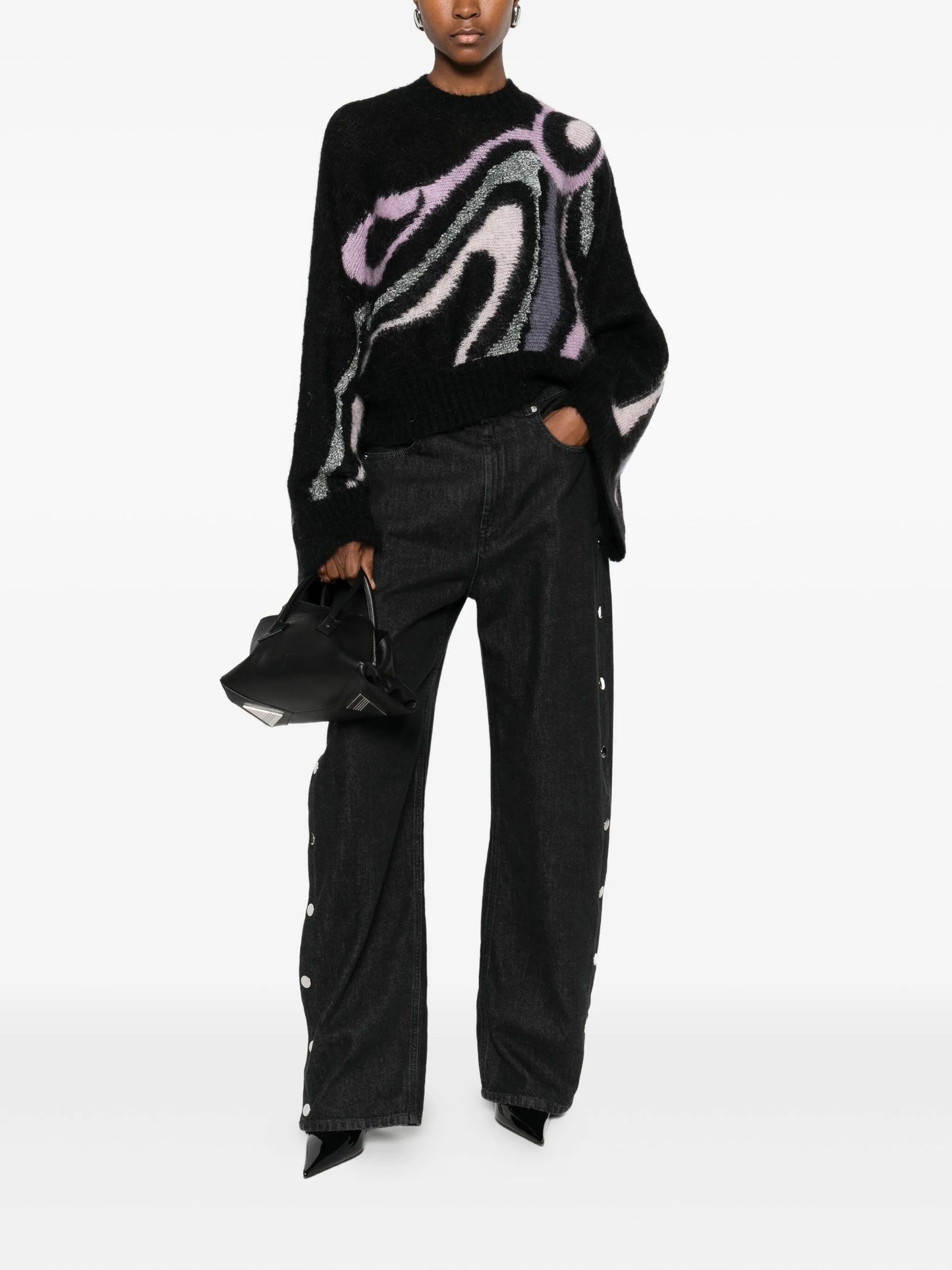 Marmo-print cropped sweater