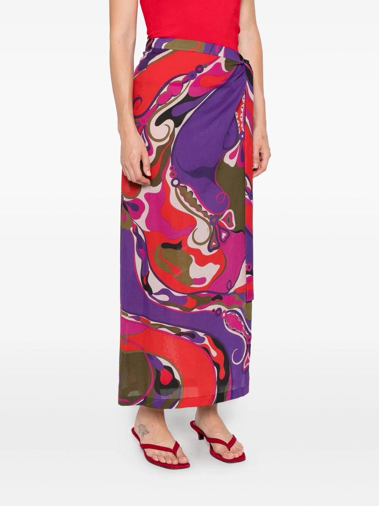 orchidee-print pareo skirt